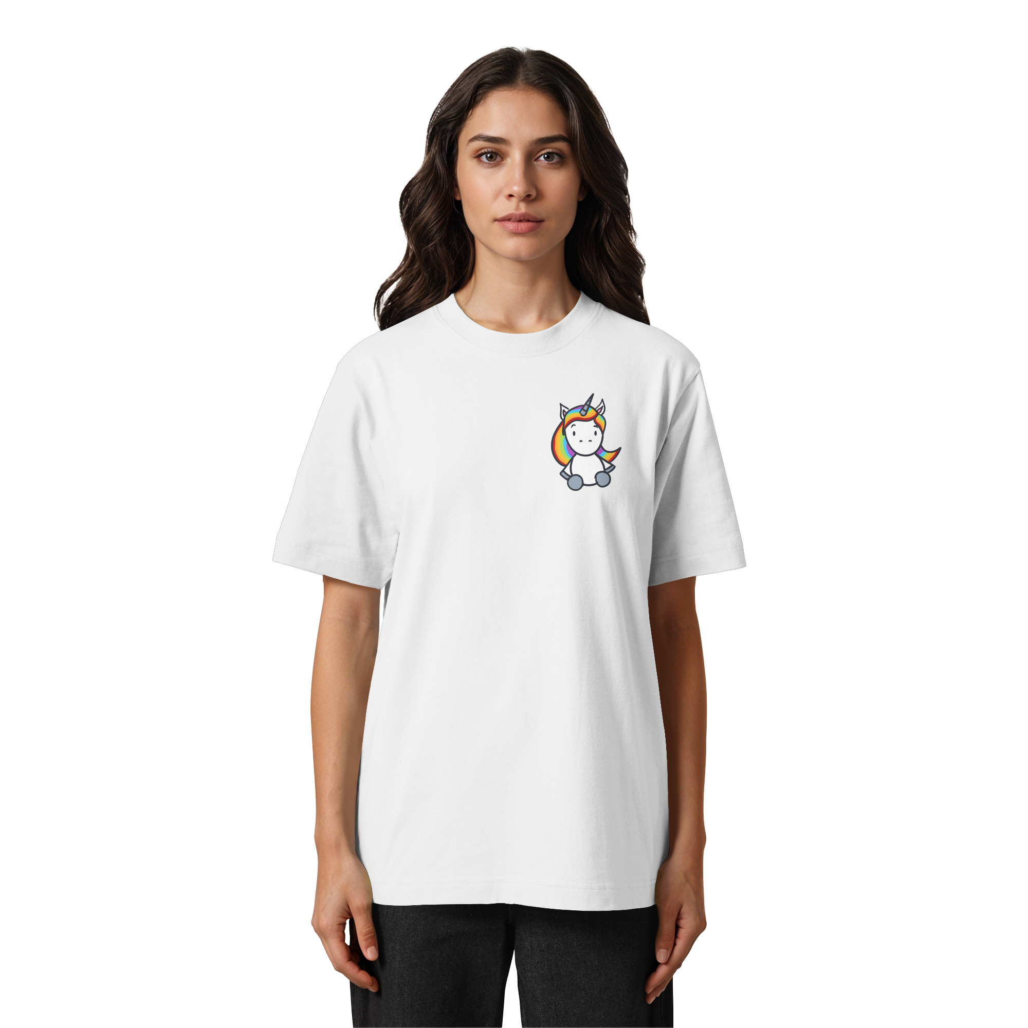 Schwarz Weiß wird Regenbogen Farben Backprint (hell) - Heavy Oversized Organic Shirt