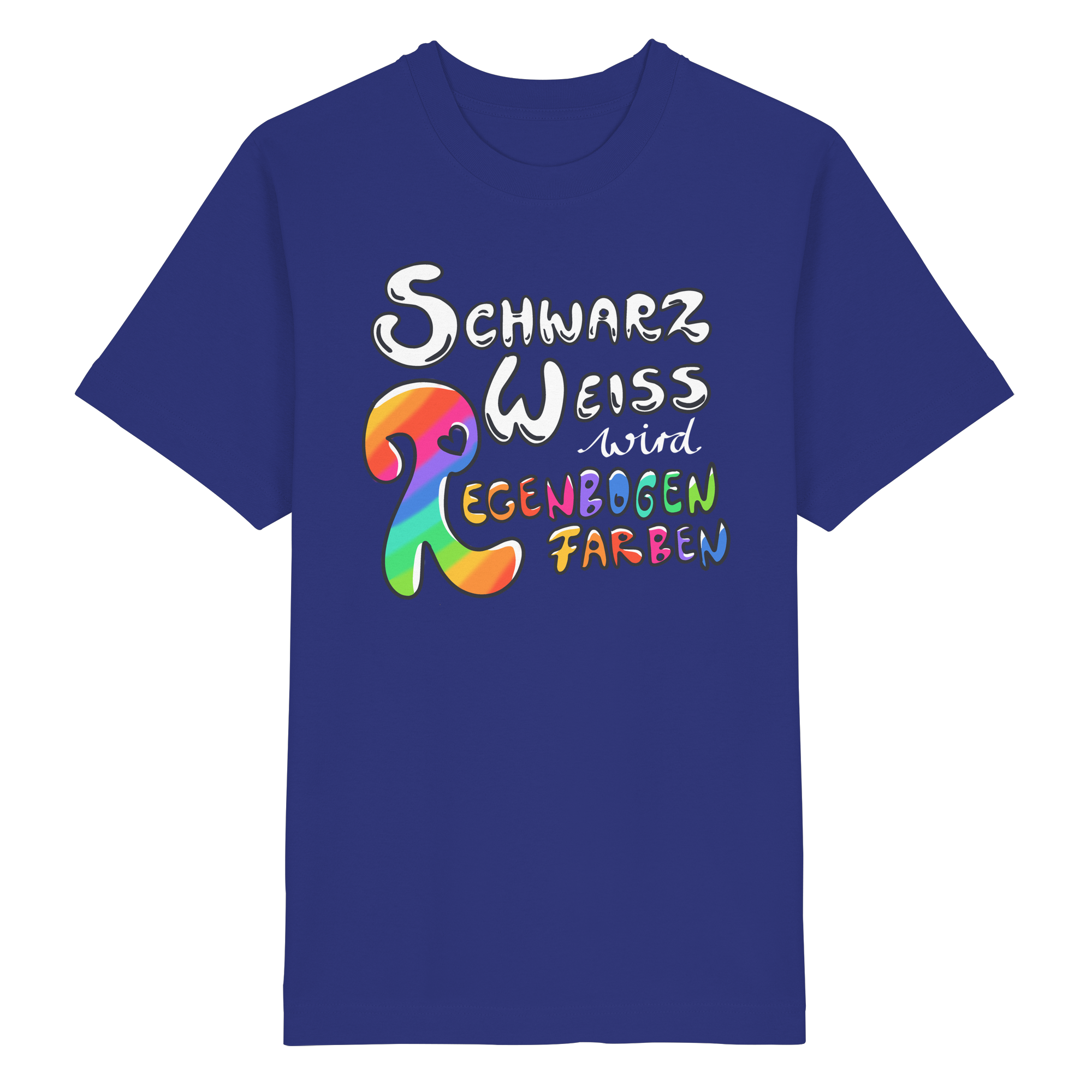 Schwarz Weiß wird Regenbogen Farben Frontprint (dunkel) - Heavy Oversized Organic Shirt