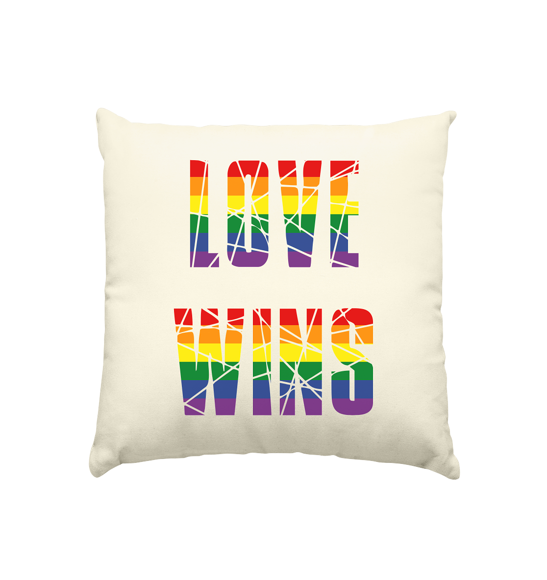 LOVE WINS in Regenbogen Farben - Kissen natur 40x40cm