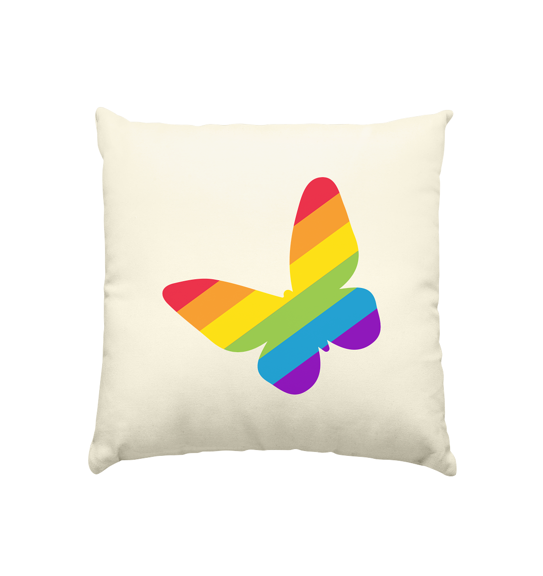 Regenbogen Schmetterling - Kissen natur 40x40cm