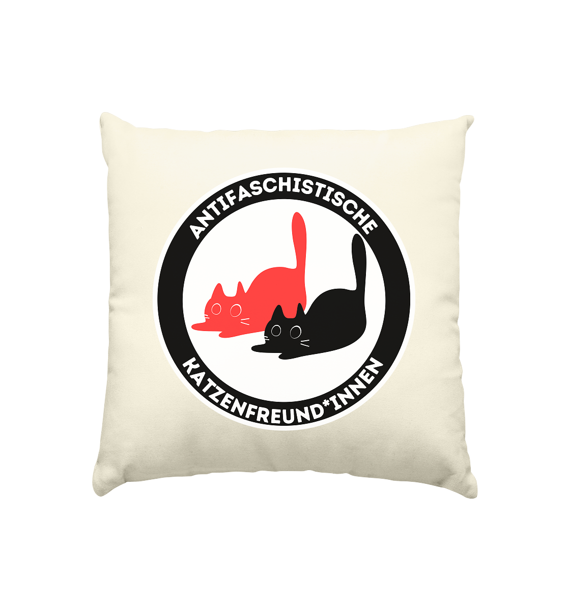 Antifaschistische Katzenfreund*innen - Kissen natur 40x40cm