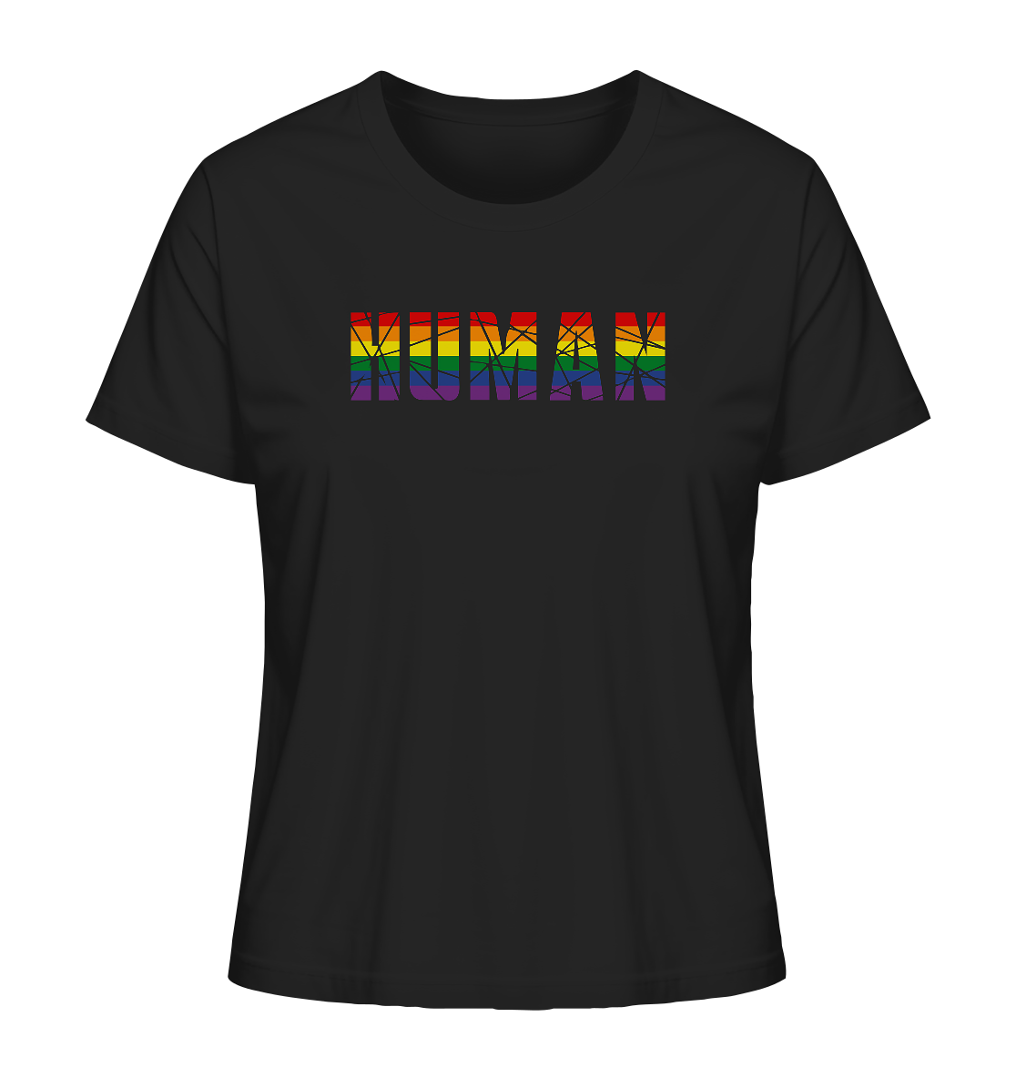 HUMAN in Regenbogen-Farben - Ladies Organic Shirt