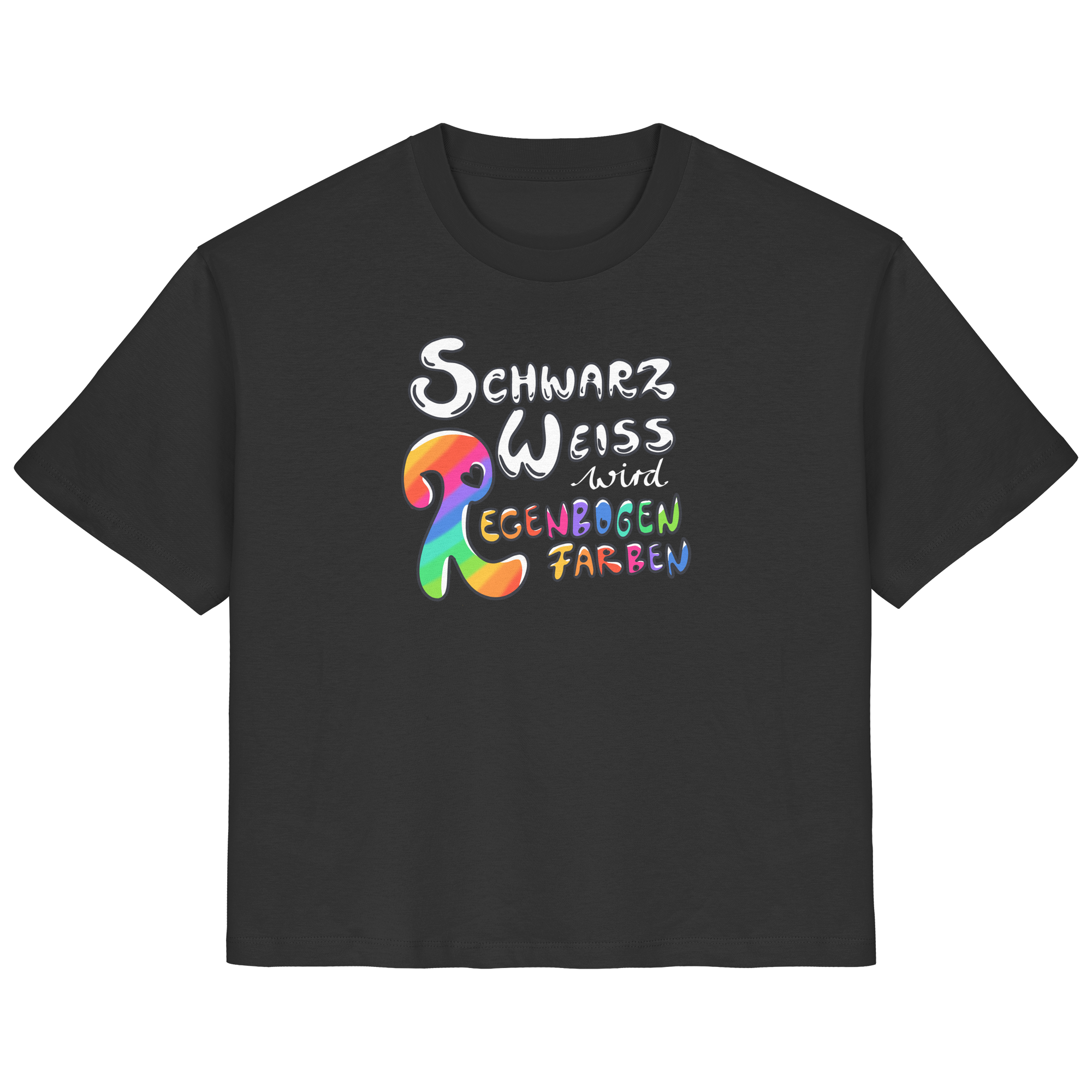 Schwarz Weiß wird Regenbogen Farben Frontprint (dunkel) - Ladies Organic Shirt