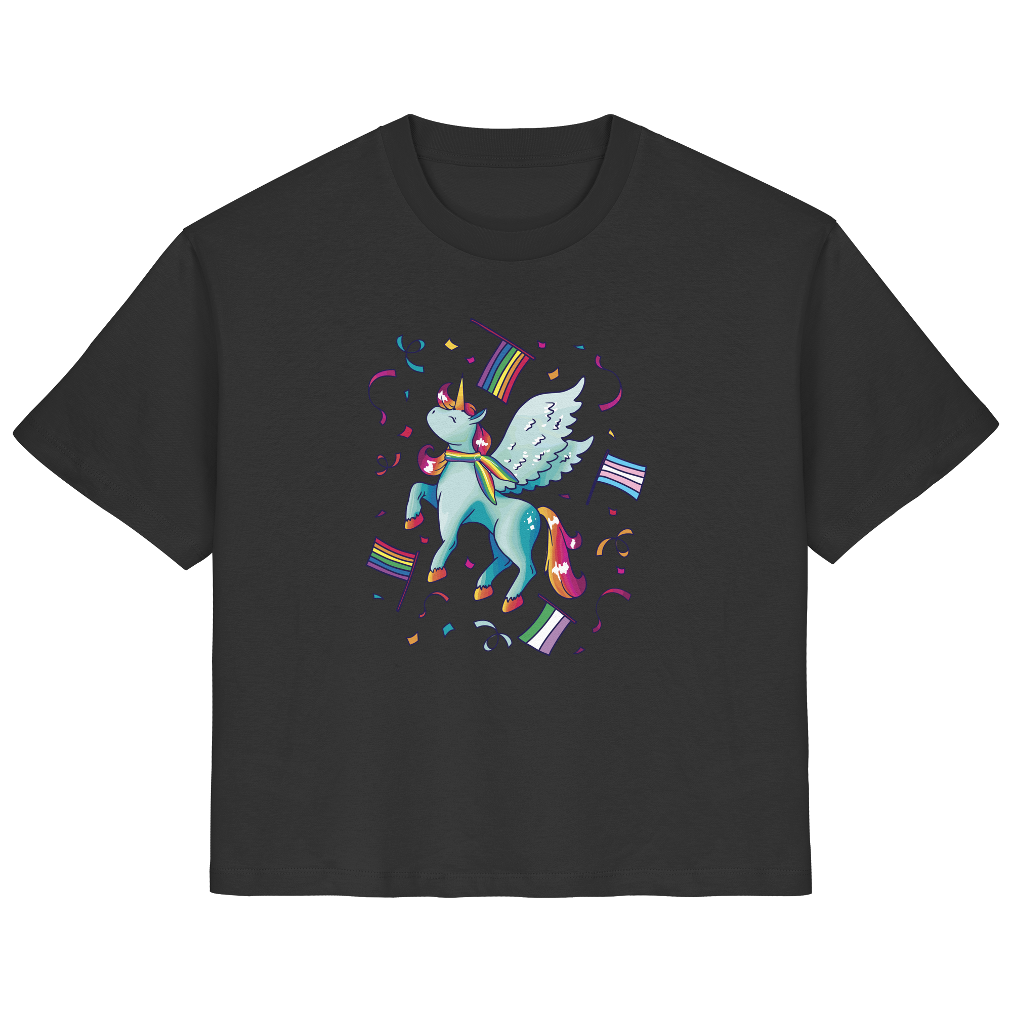 Regenbogen Einhorn mit Flaggen - Ladies Organic Shirt