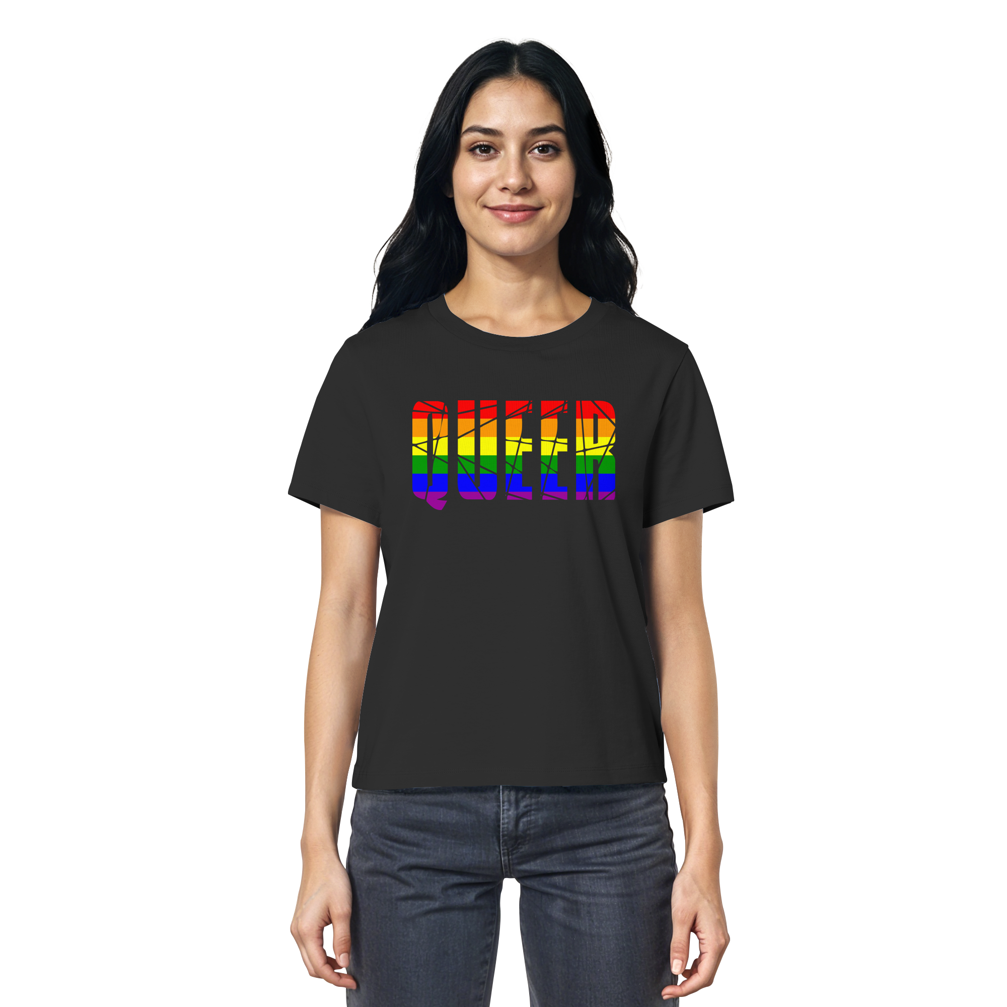 QUEER in Regenbogen Farben - Ladies Organic Shirt