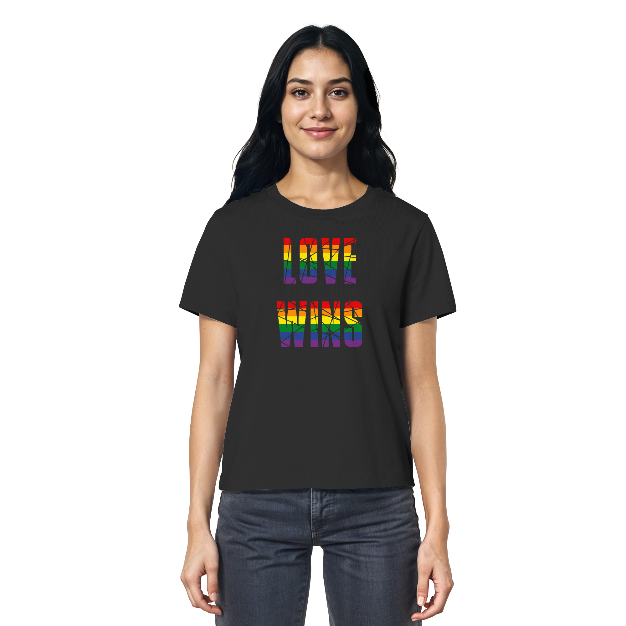LOVE WINS in Regenbogen Farben - Ladies Organic Shirt