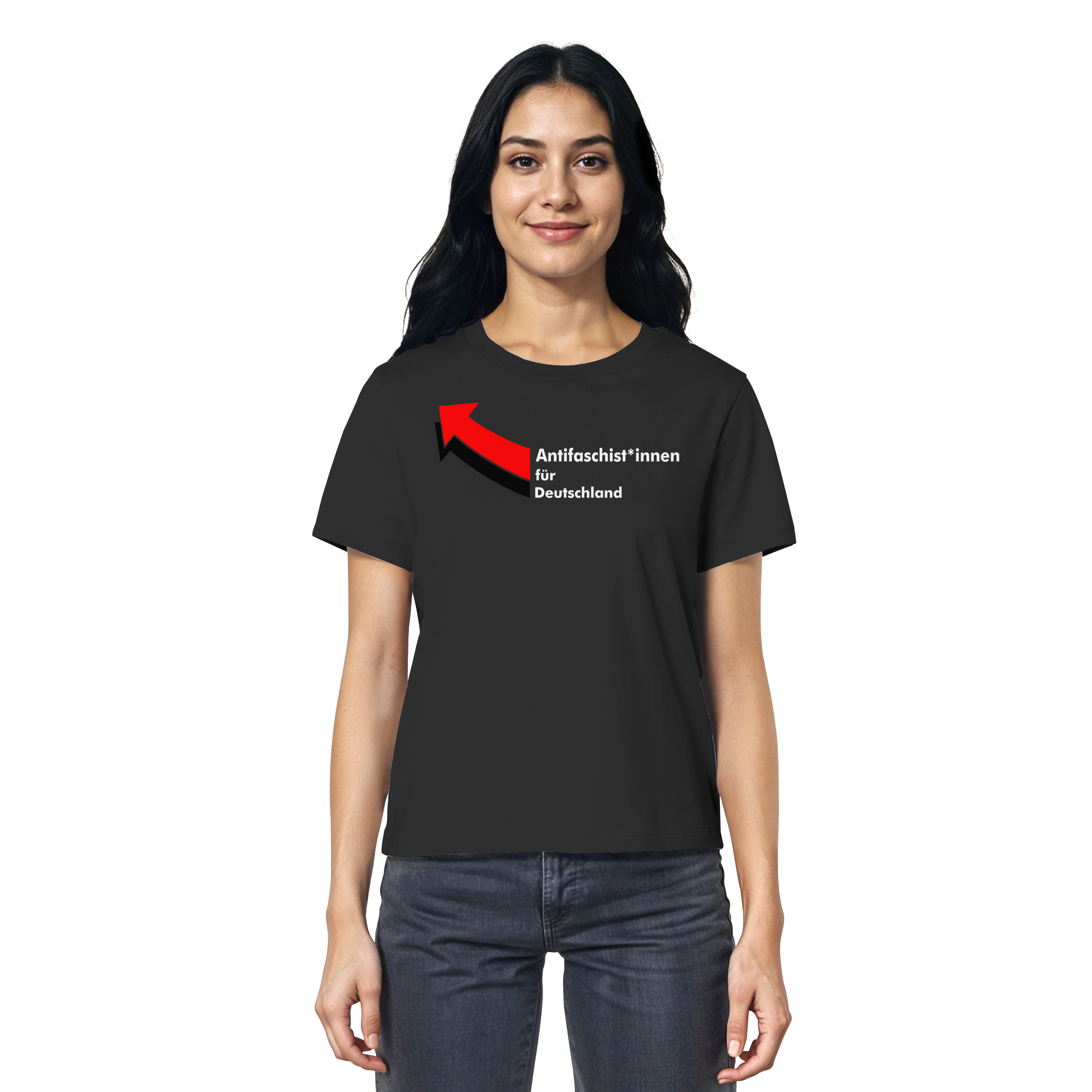 Antifaschist*innen für Deutschland (weiße Schrift) - Ladies Organic Shirt