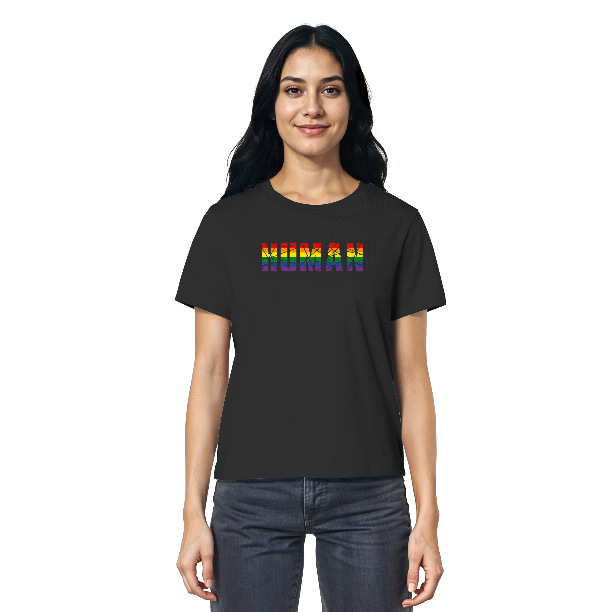 HUMAN in Regenbogen Farben - Ladies Organic Shirt