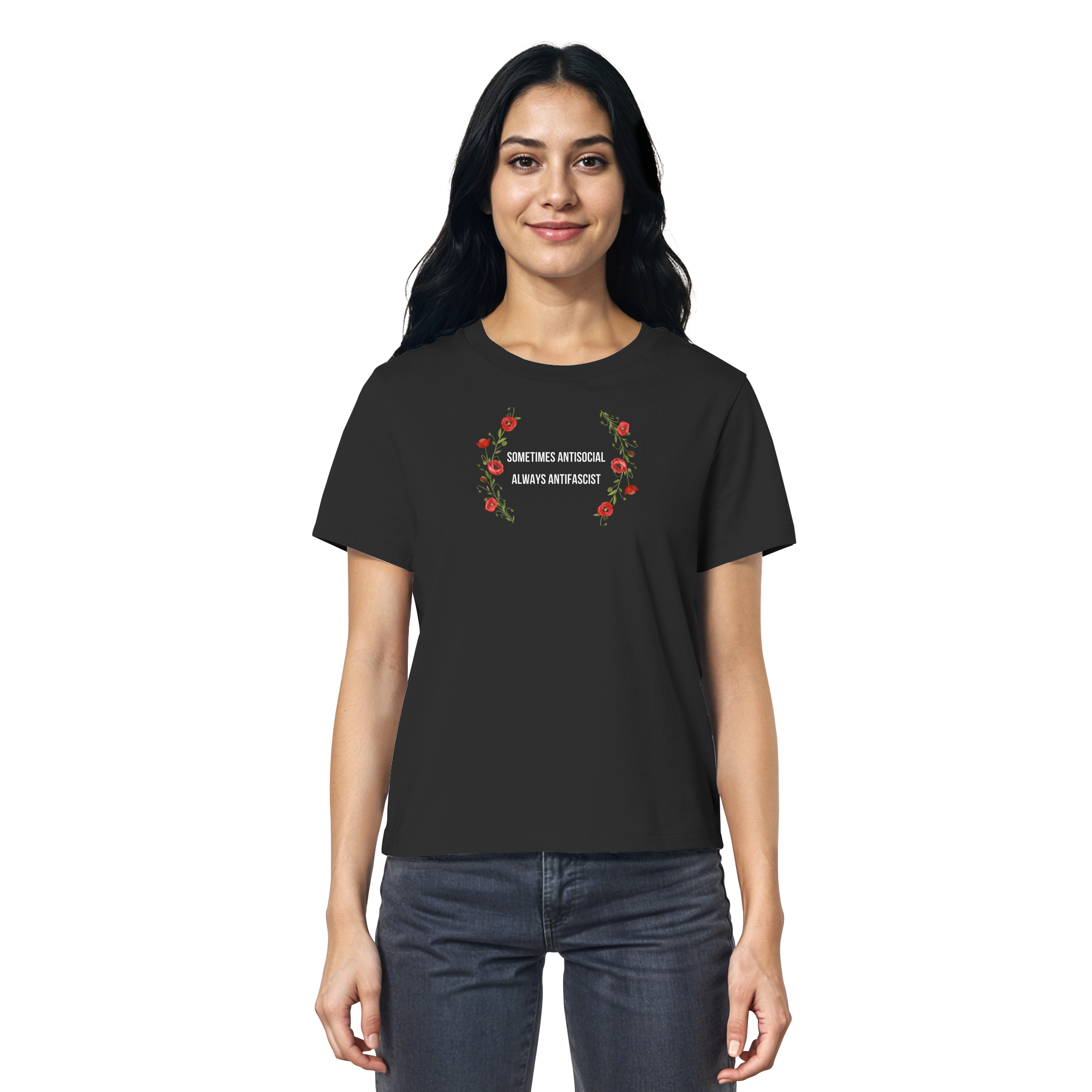 Sometimes Antisocial Always Antifascist - Ladies Organic Shirt