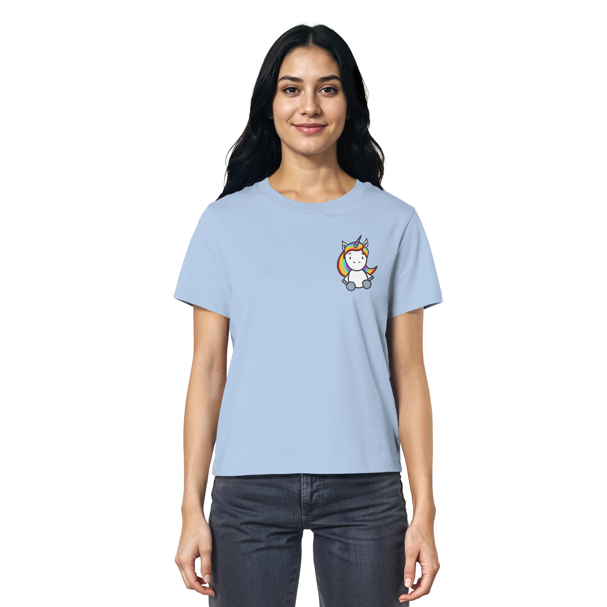 Schwarz Weiß wird Regenbogen Farben Backprint (hell) - Ladies Organic Shirt