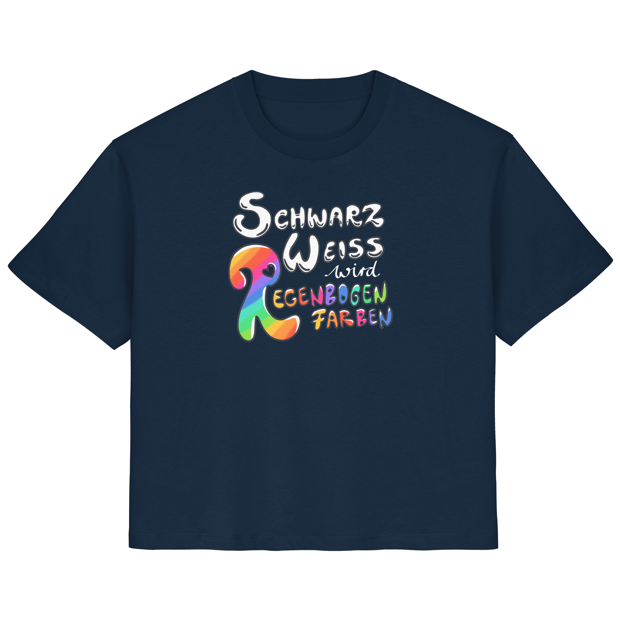 Schwarz Weiß wird Regenbogen Farben Frontprint (dunkel) - Ladies Organic Shirt