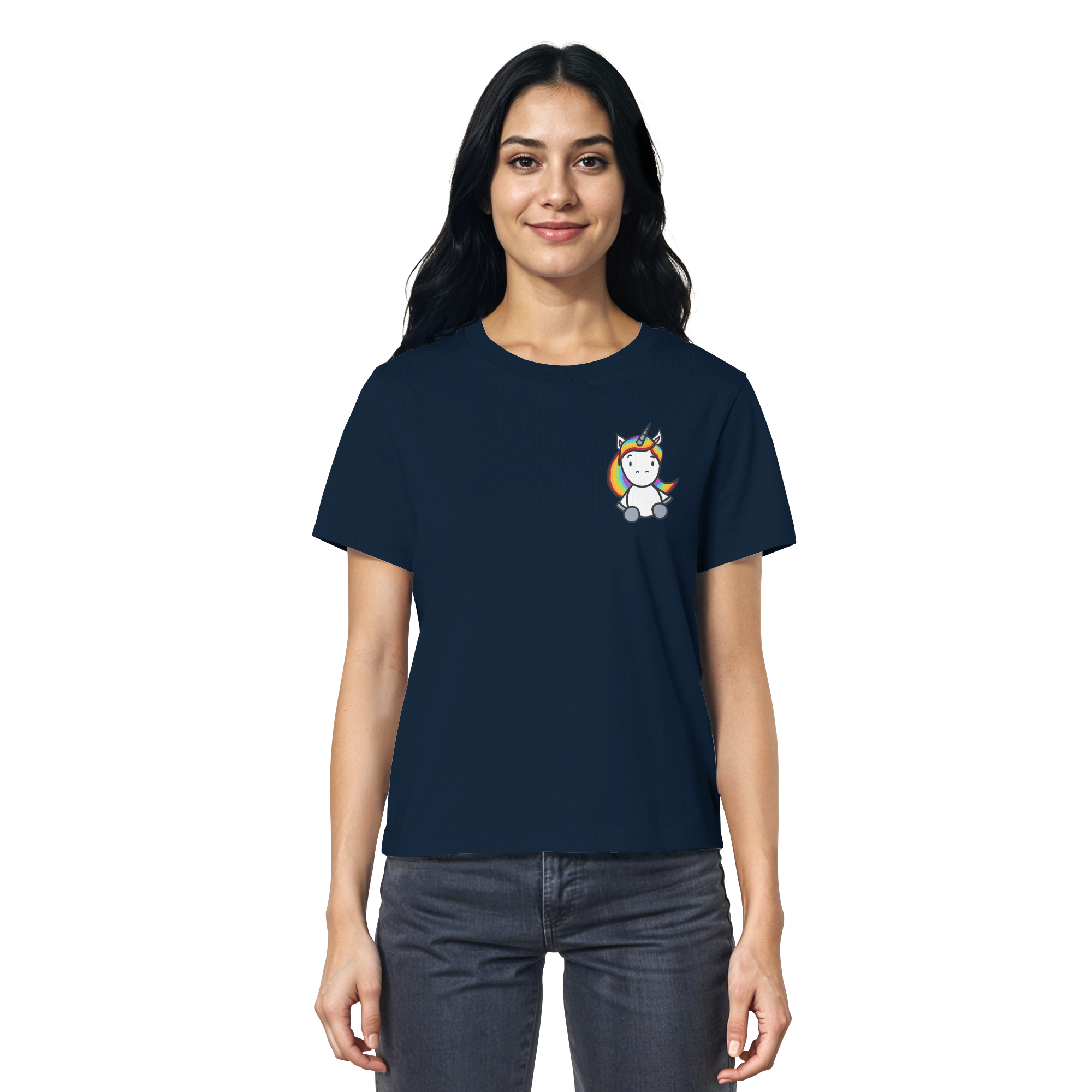 Schwarz Weiß wird Regenbogen Farben Backprint (dunkel) - Ladies Organic Shirt