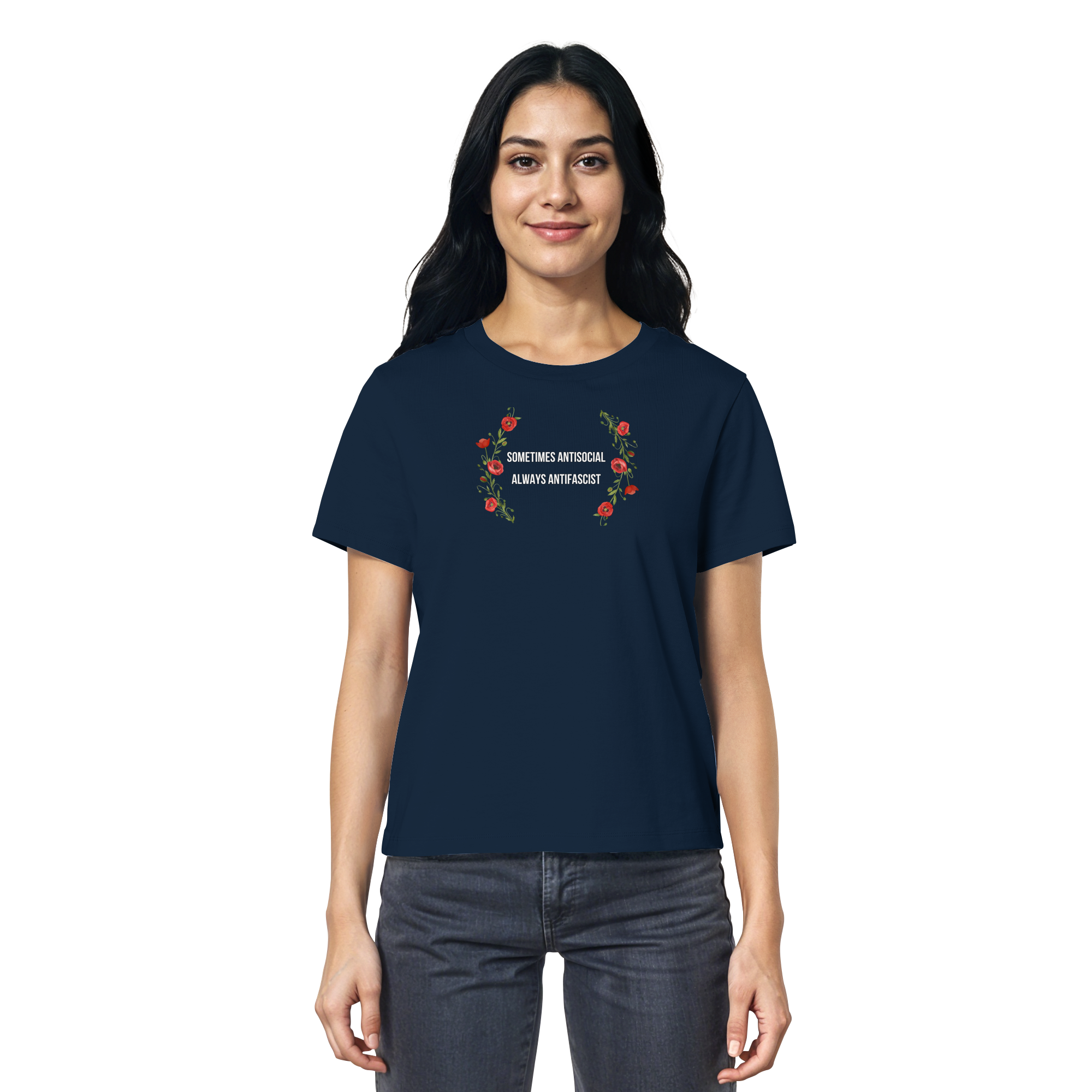 Sometimes Antisocial Always Antifascist - Ladies Organic Shirt