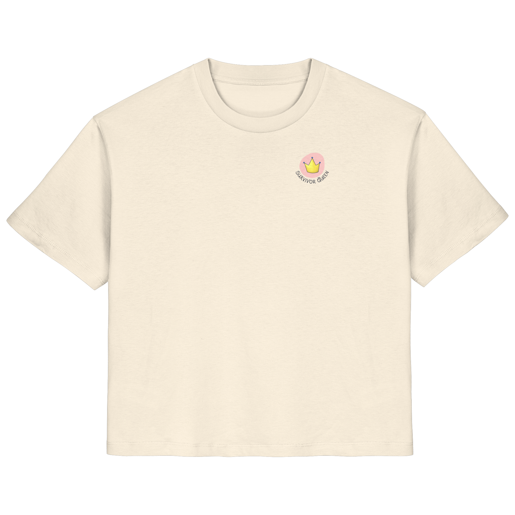 Survivor Queens Logo "Schriftzug Edition" mit Seelenmännchen "Selbstverteidigung Edition" Backprint (hell) - Ladies Organic Shirt
