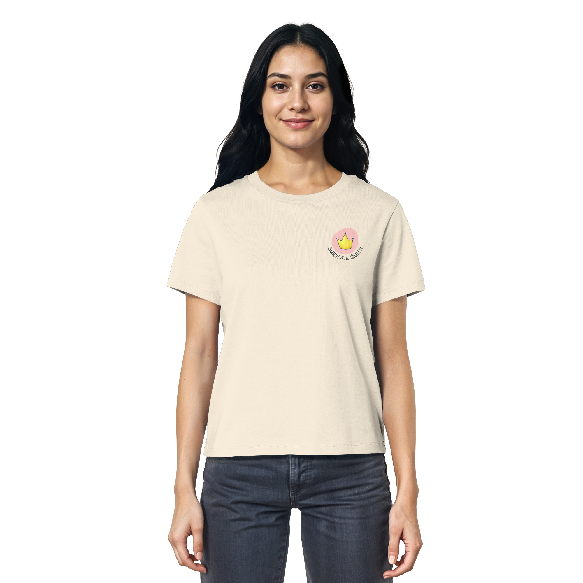 Survivor Queens Logo "Schriftzug Edition" Brustprint (hell) - Ladies Organic Shirt