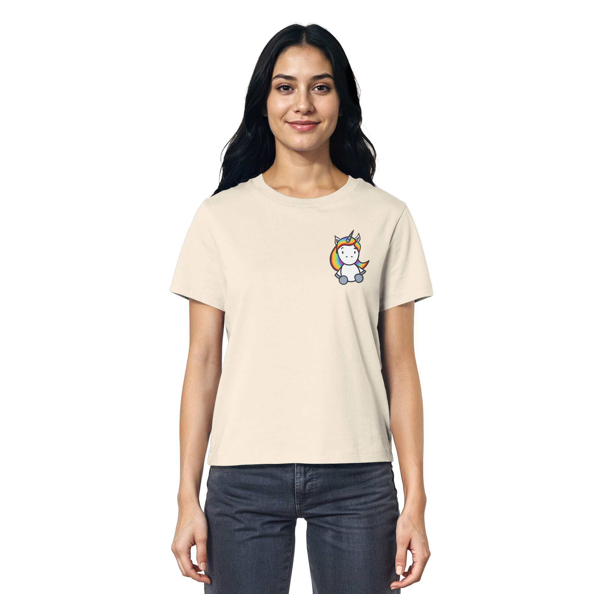 Schwarz Weiß wird Regenbogen Farben Backprint (hell) - Ladies Organic Shirt