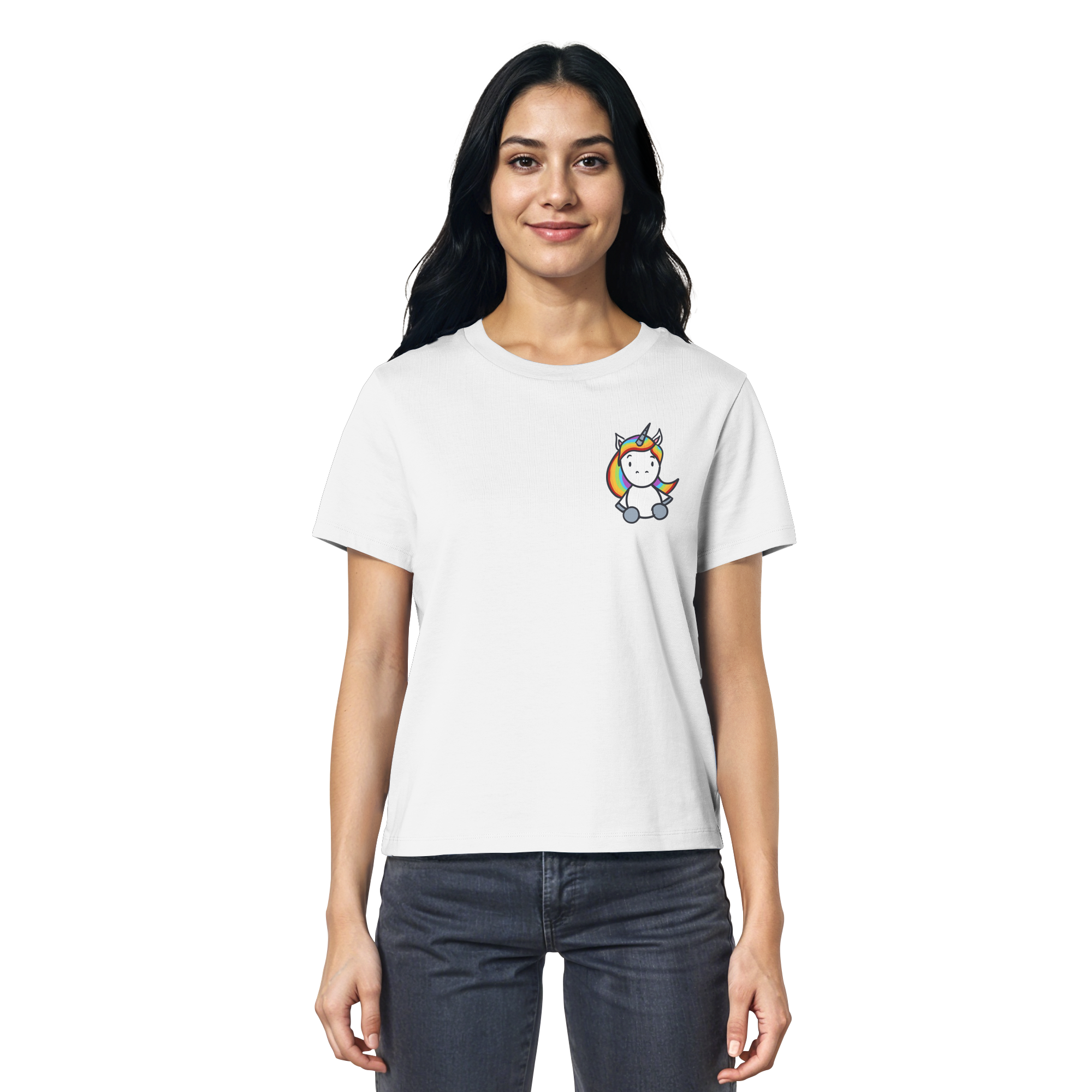 Schwarz Weiß wird Regenbogen Farben Backprint (hell) - Ladies Organic Shirt