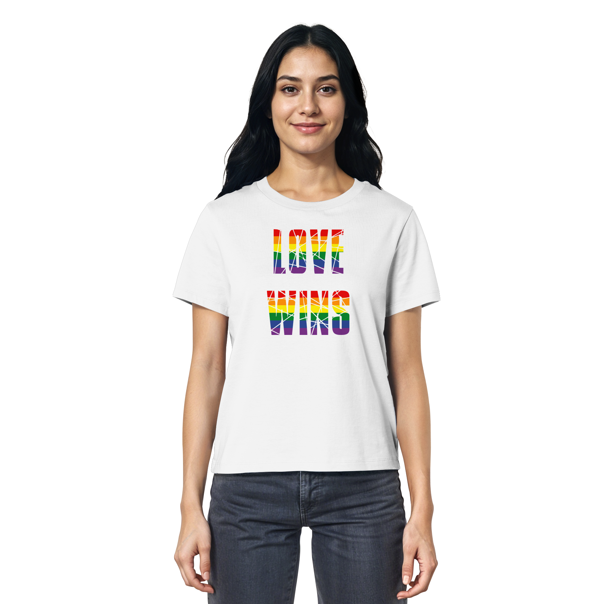 LOVE WINS in Regenbogen Farben - Ladies Organic Shirt