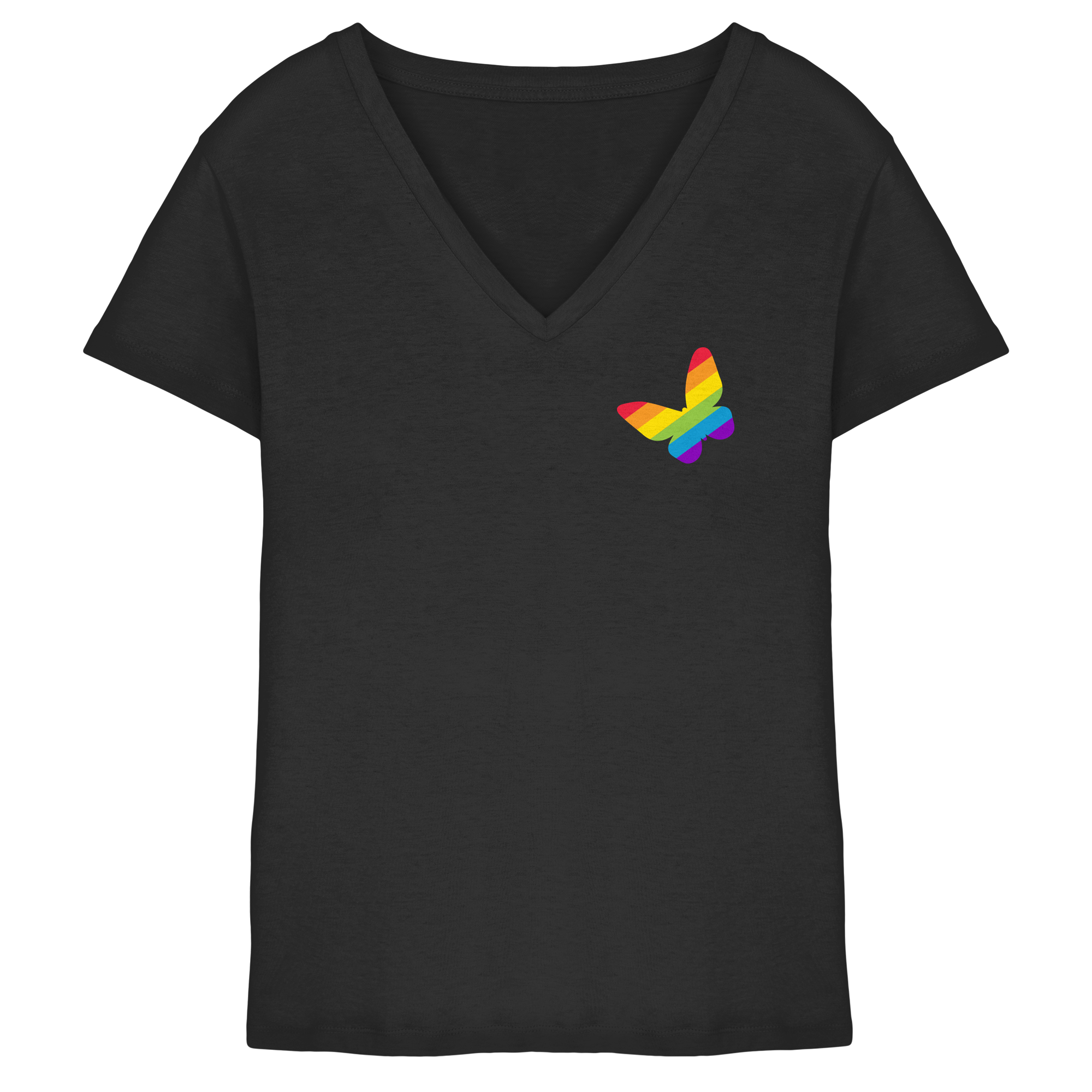 Regenbogen Schmetterling - Ladies V-Neck Shirt