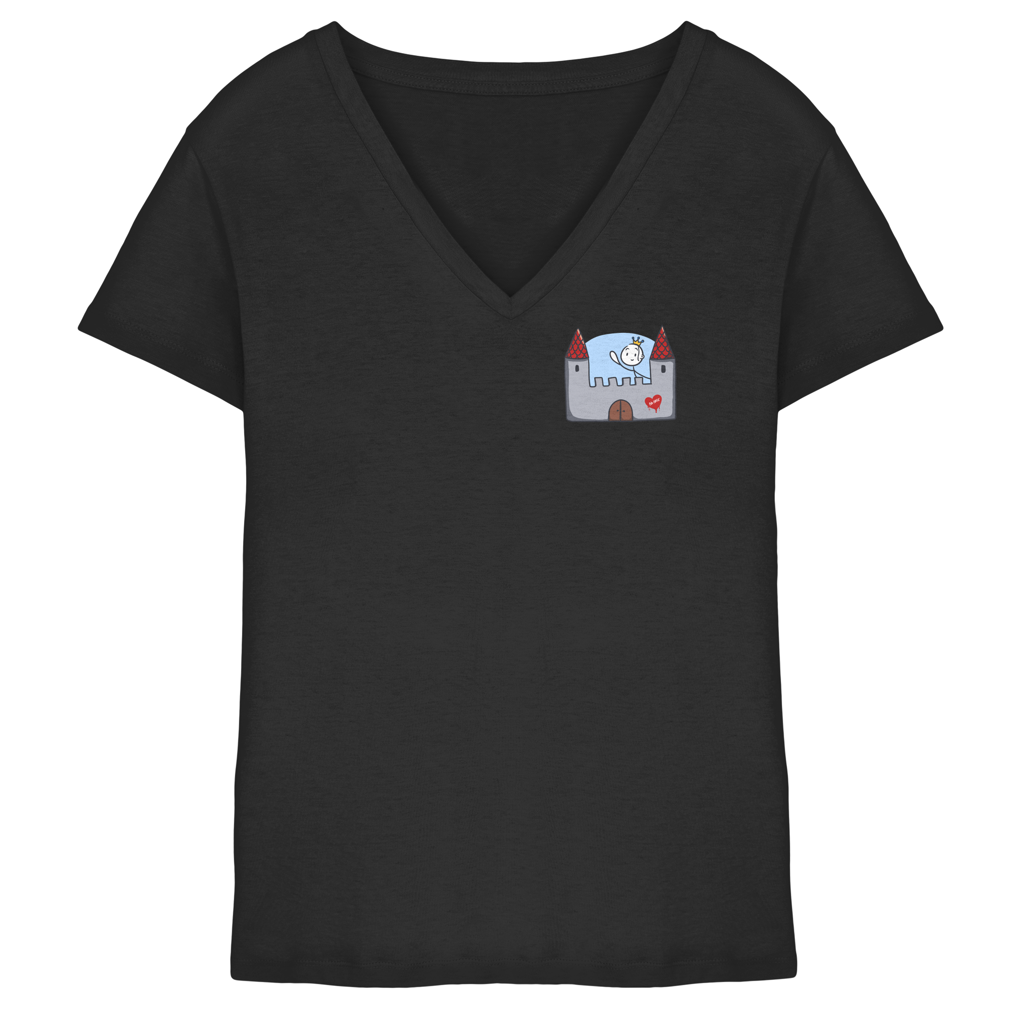 Hier und jetzt bin ich in Sicherheit "Bunte Edition" Backprint - Ladies V-Neck Shirt