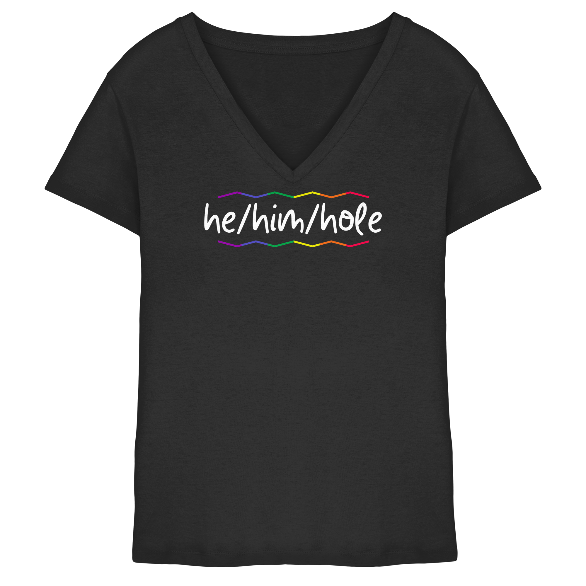 he/him/hole "Pride Waves Edition" - Ladies V-Neck Shirt