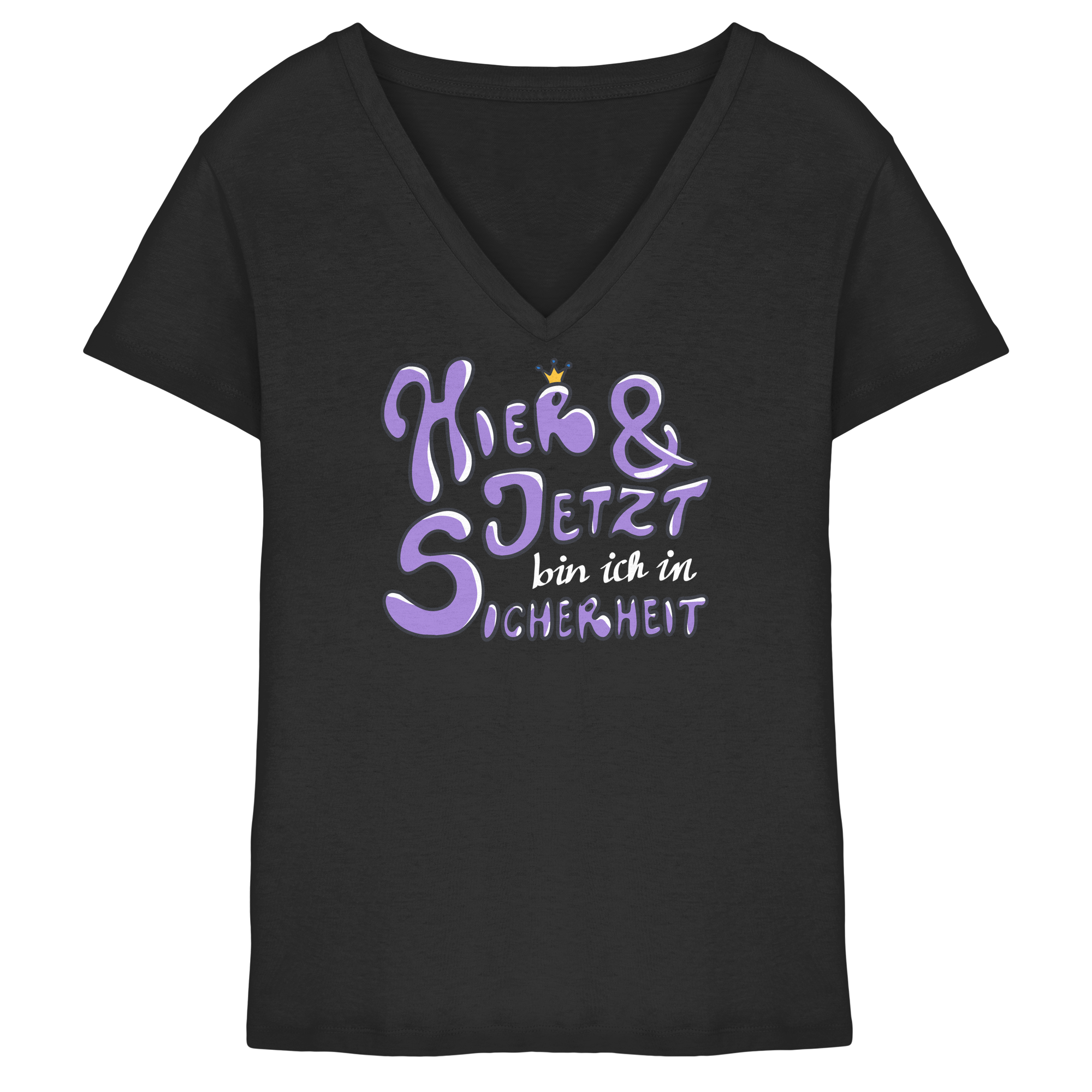 Hier und jetzt bin ich in Sicherheit "Lila Edition" - Ladies V-Neck Shirt