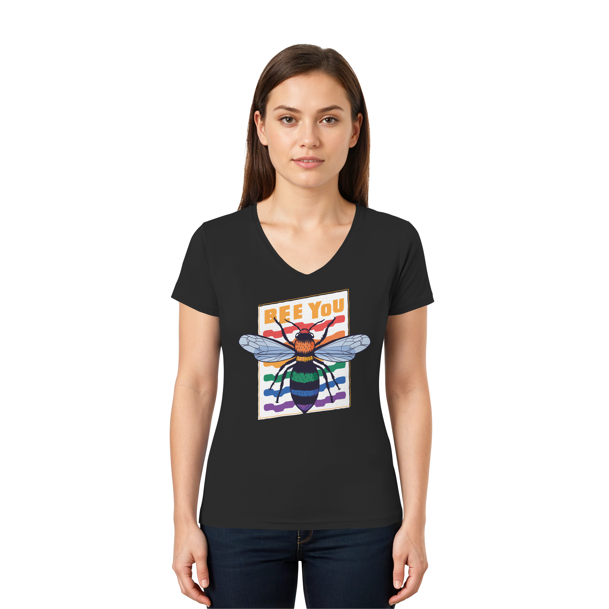 Bee You "Rainbow Edition" - Ladies V-Neck Shirt