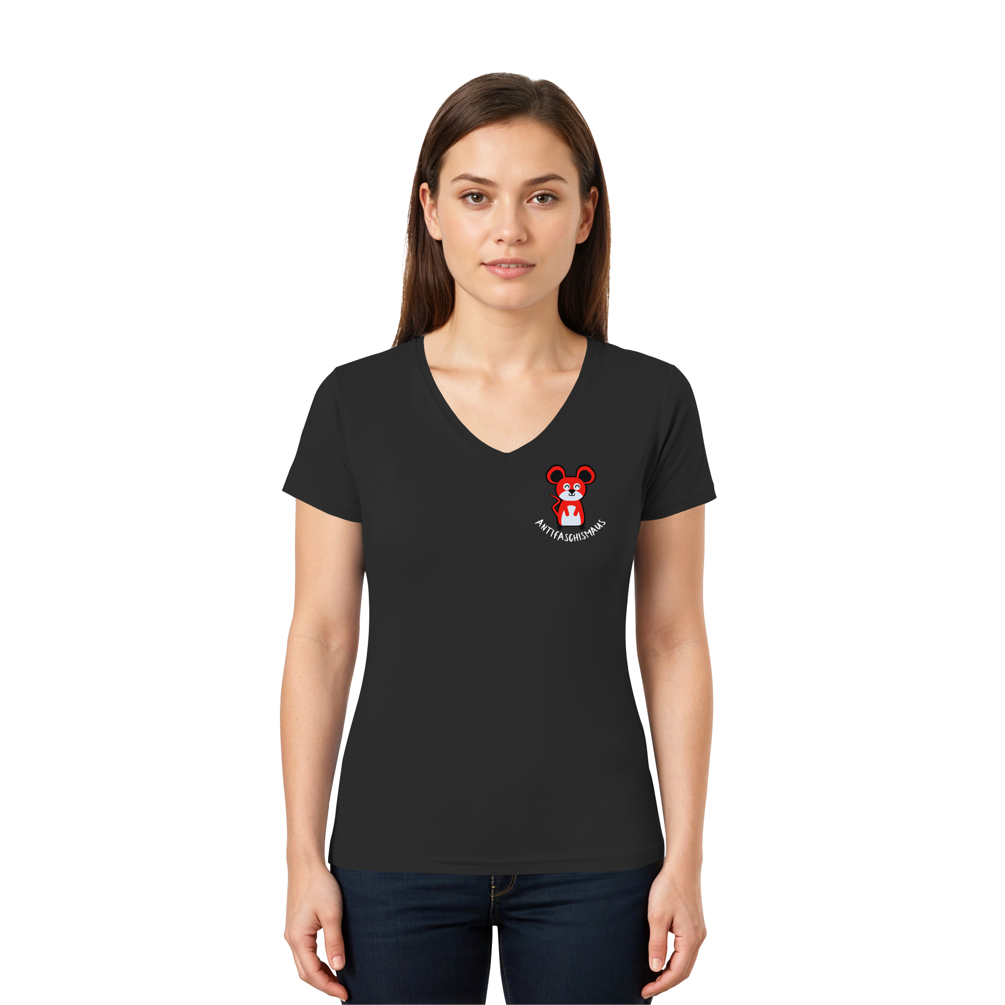 Antifaschismaus - Ladies V-Neck Shirt