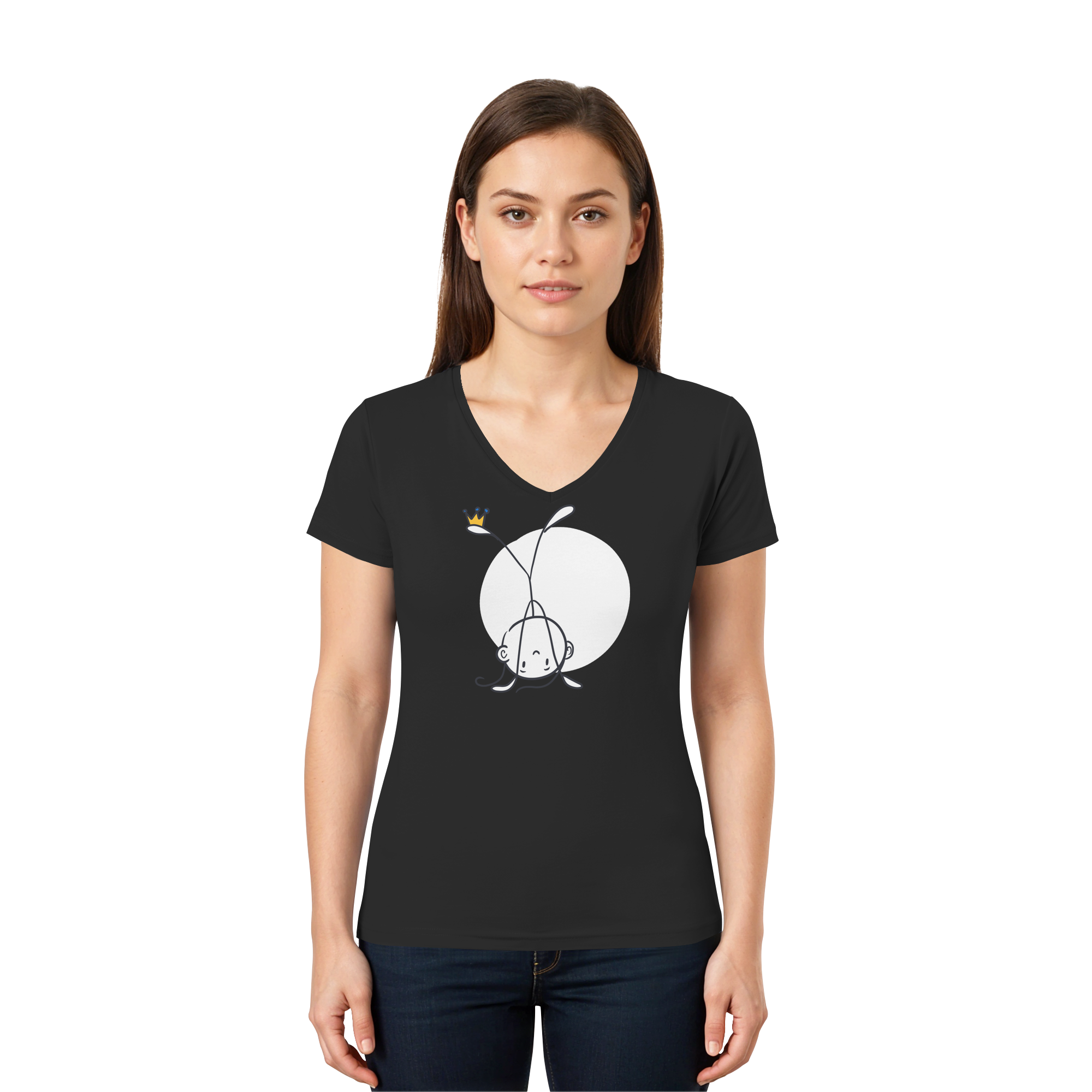 Seelenmännchen "Handstand Edition" Frontprint (dunkel) - Ladies V-Neck Shirt