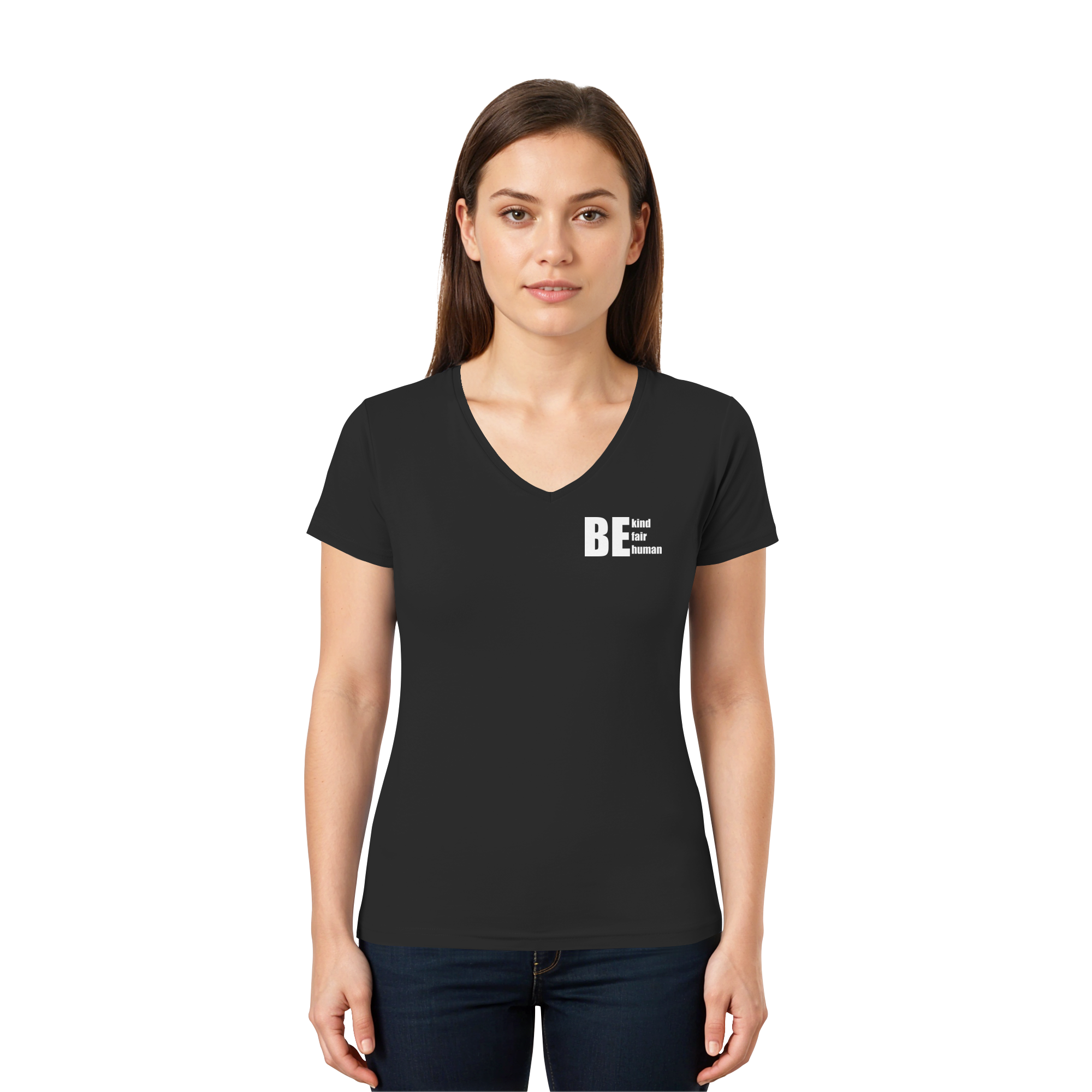 Be Kind Fair Human "Statement Edition" - Ladies V-Neck Shirt