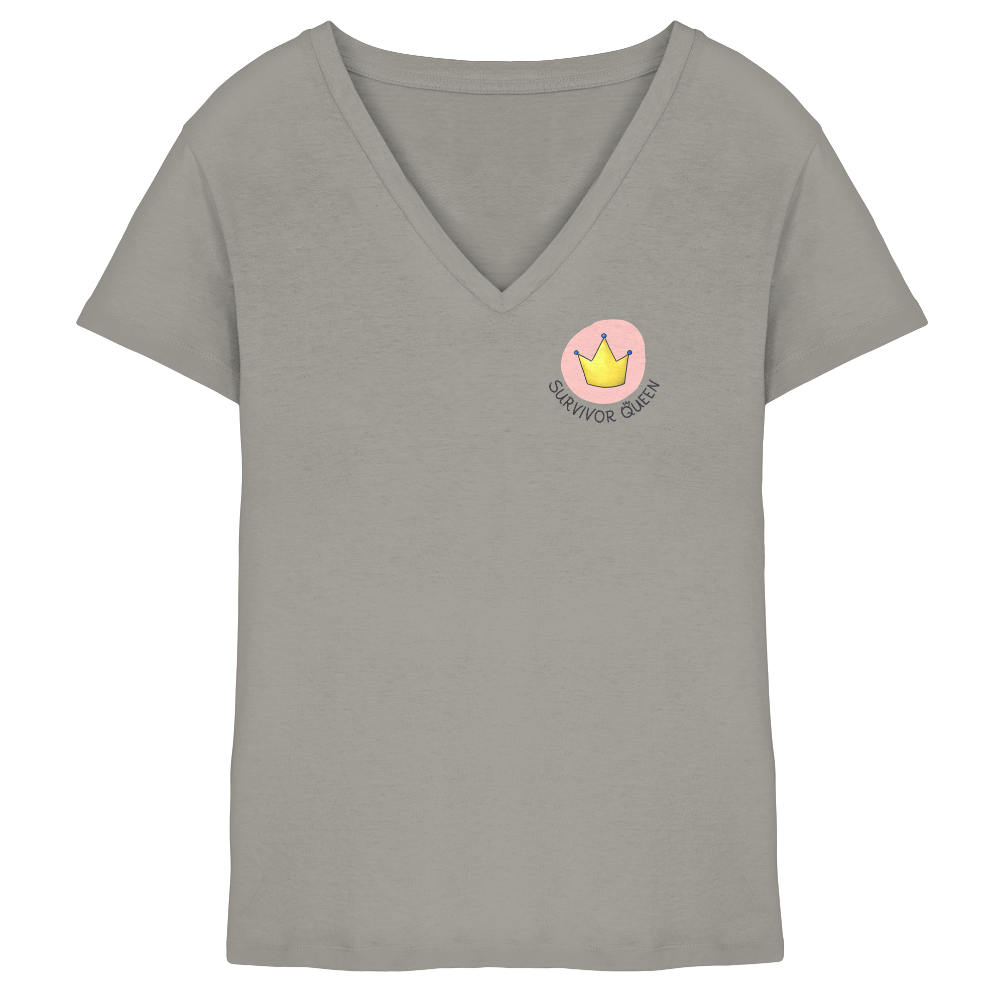 Survivor Queens Logo "Schriftzug Edition" Brustprint (hell) - Ladies V-Neck Shirt