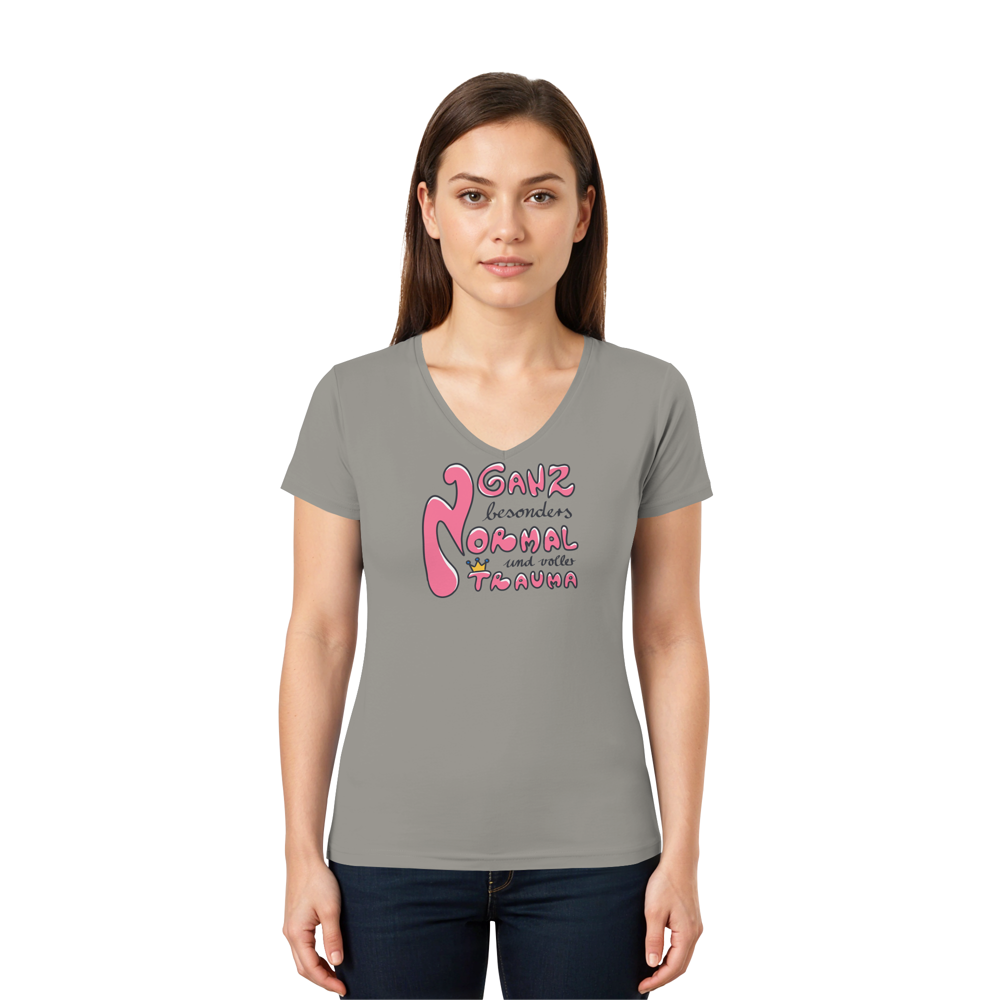Ganz besonders Normal und voller Trauma "Pinke Edition" - Ladies V-Neck Shirt