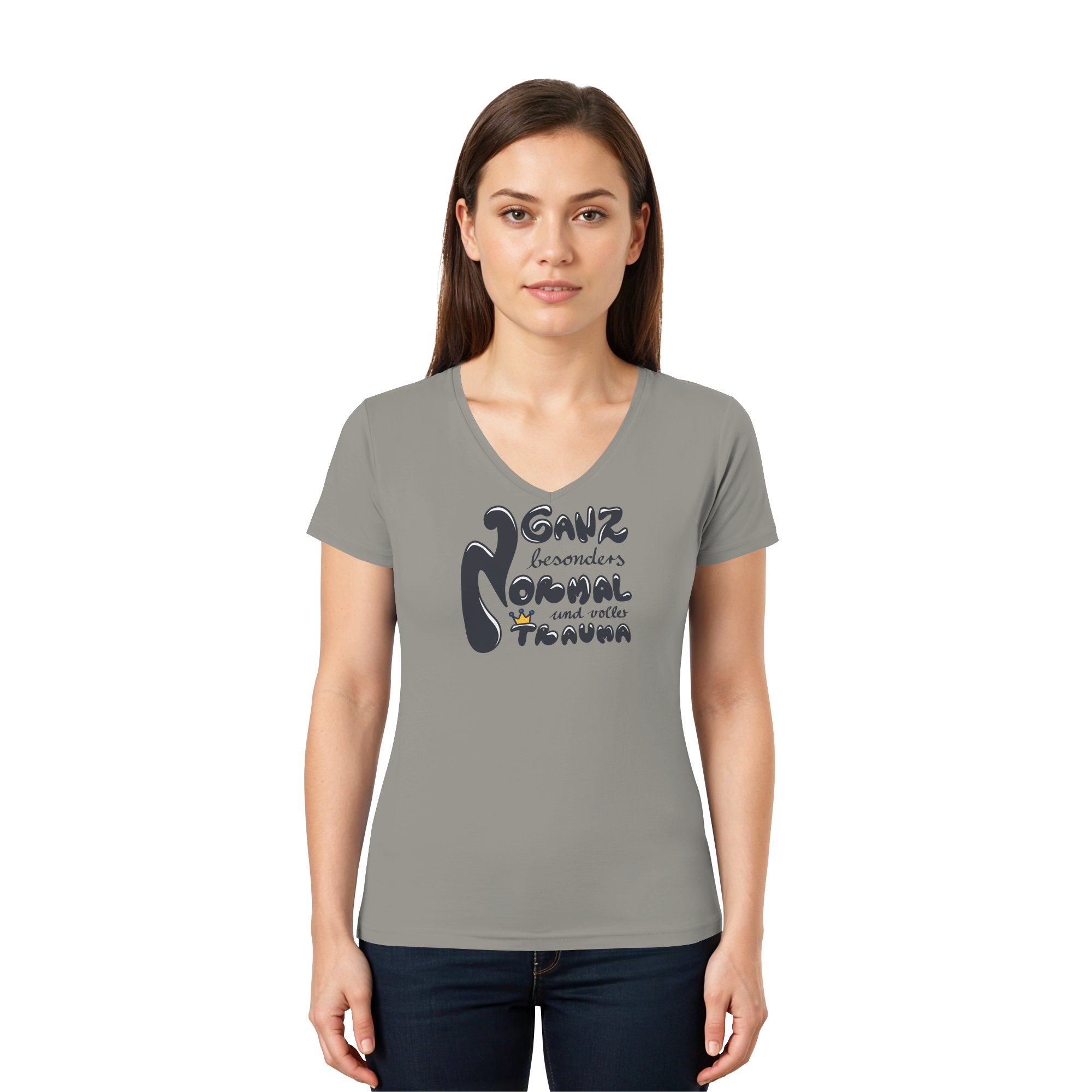 Ganz besonders Normal und voller Trauma "Schwarze Edition" - Ladies V-Neck Shirt