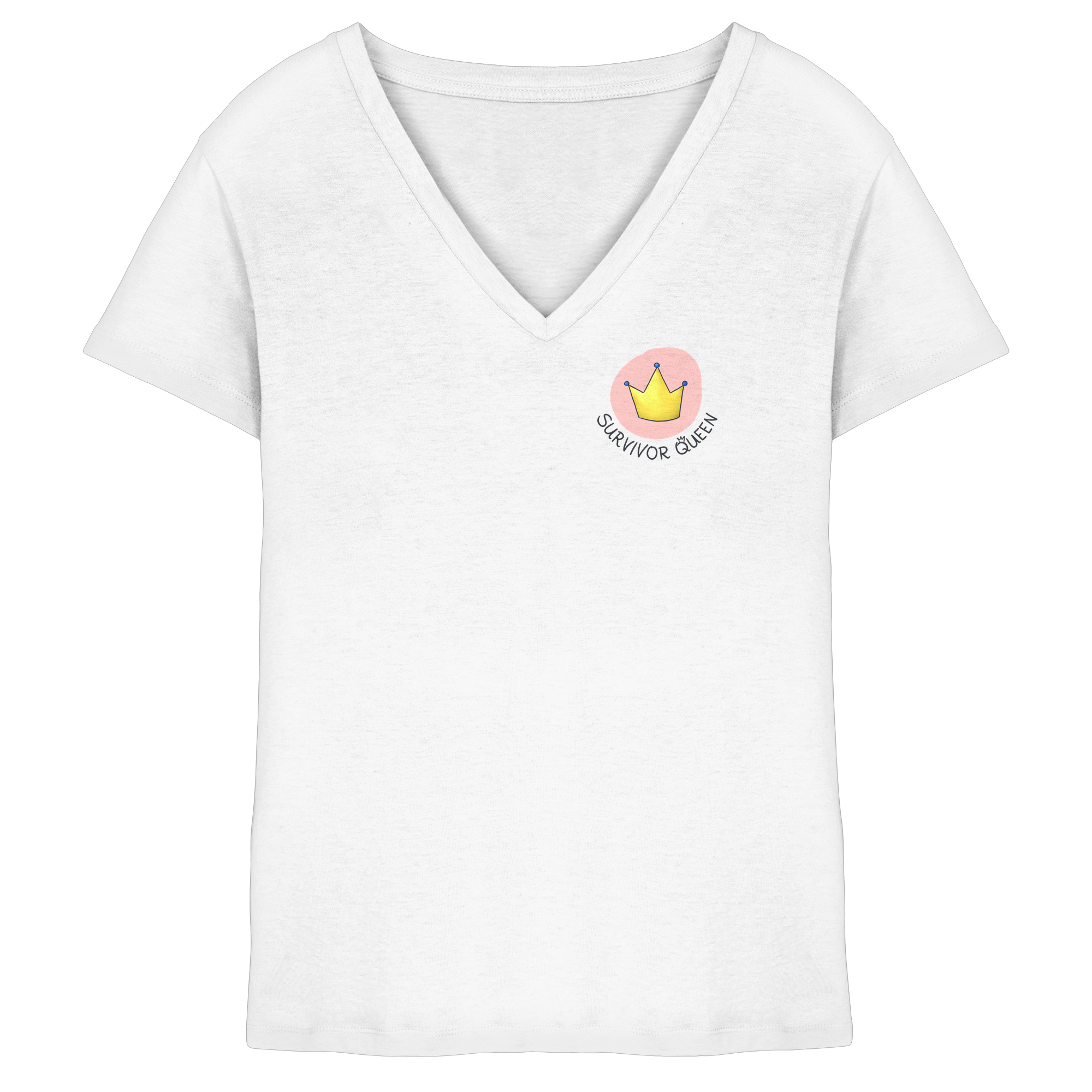 Survivor Queens Logo "Schriftzug Edition" Brustprint (hell) - Ladies V-Neck Shirt