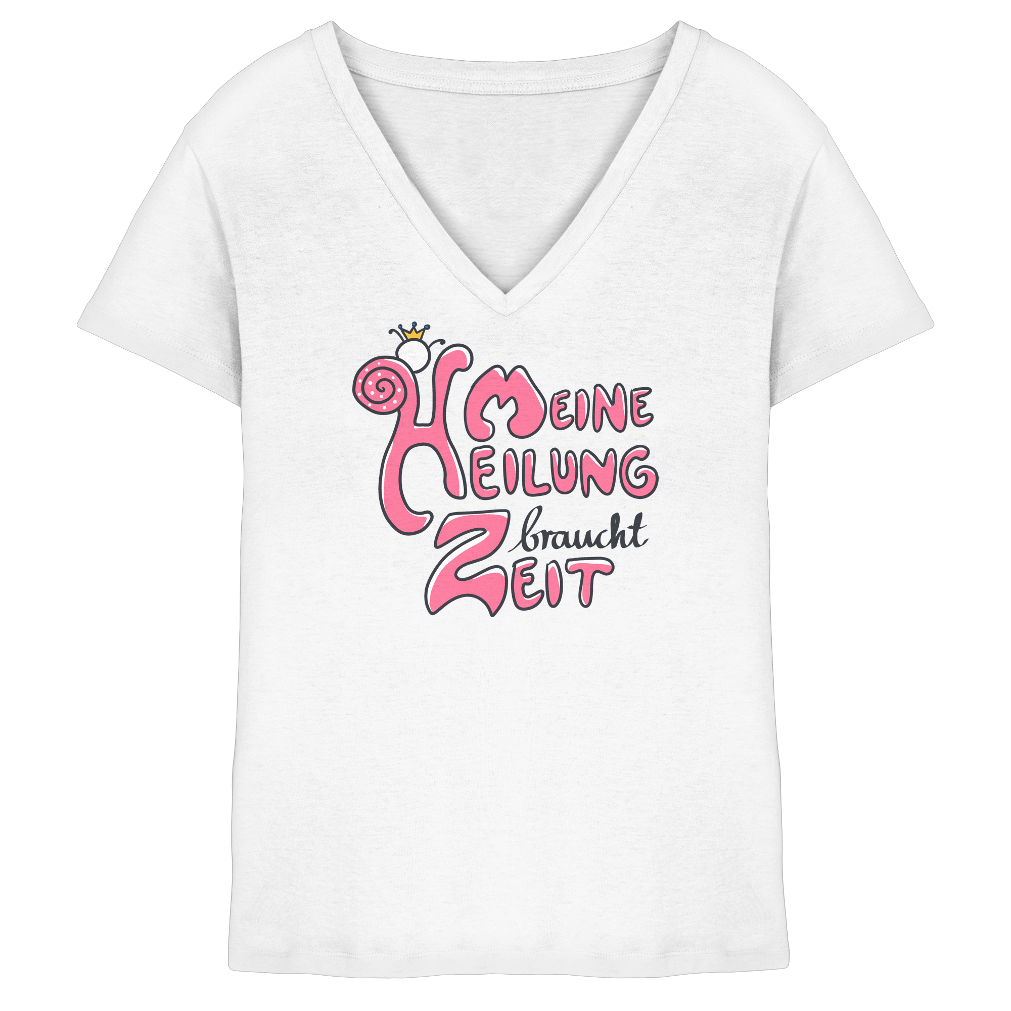 Meine Heilung braucht Zeit "Pinke Edition" - Ladies V-Neck Shirt