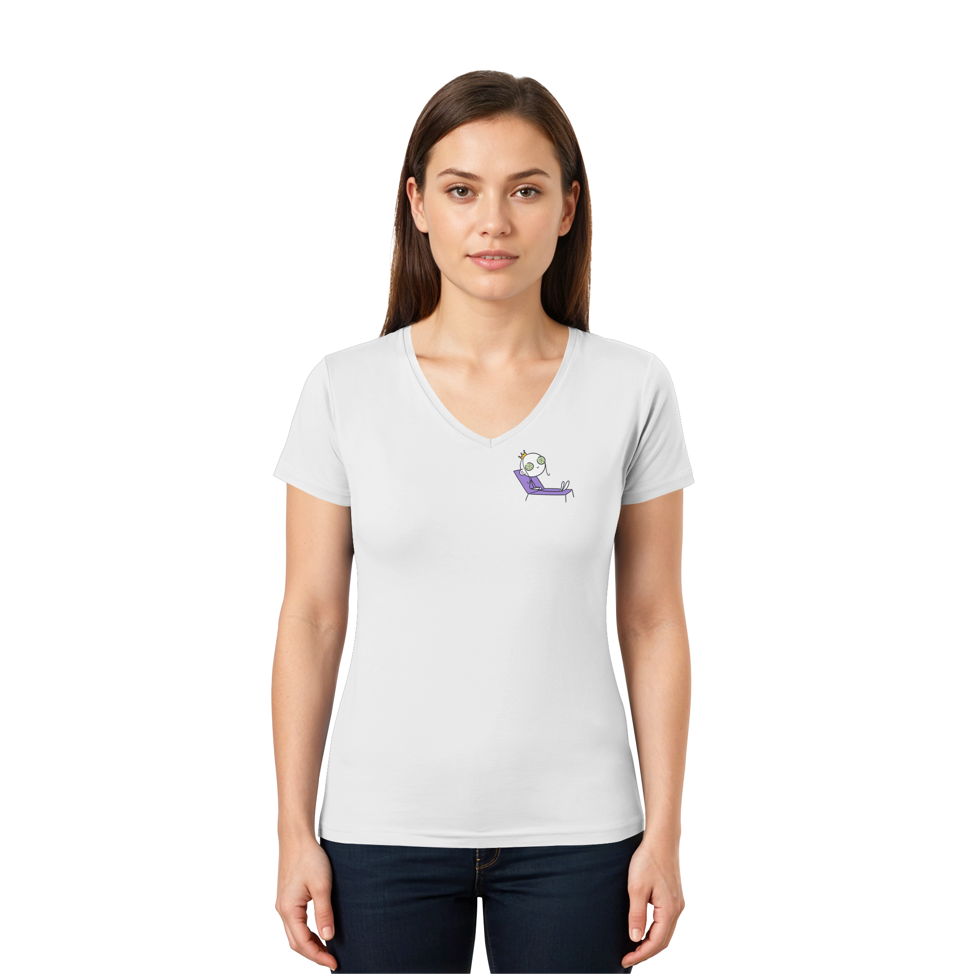 Seelenmännchen "Chill Out Edition" Brustprint - Ladies V-Neck Shirt