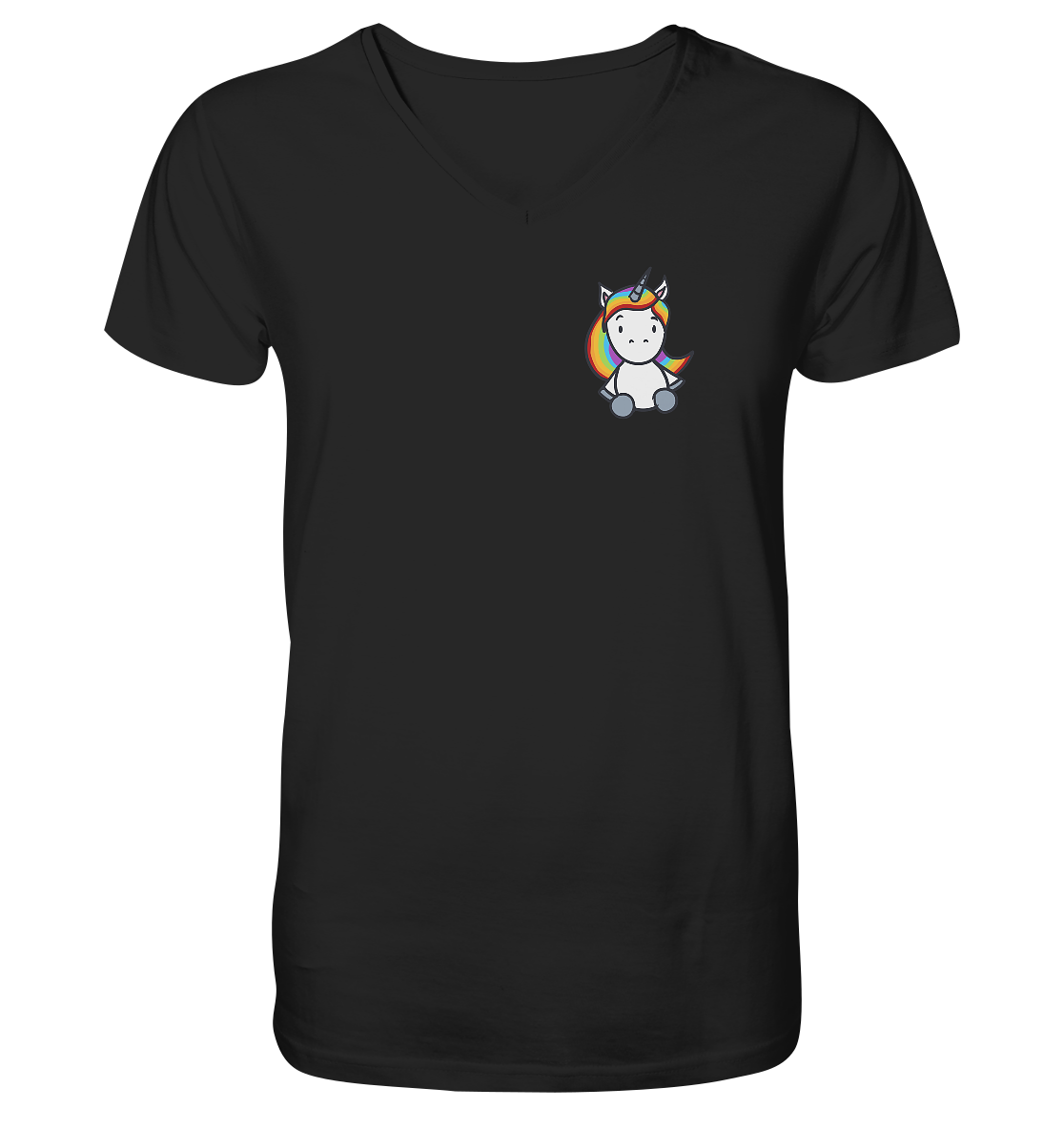 Einhorn mit Regenbogen Haaren - Mens Organic V-Neck Shirt