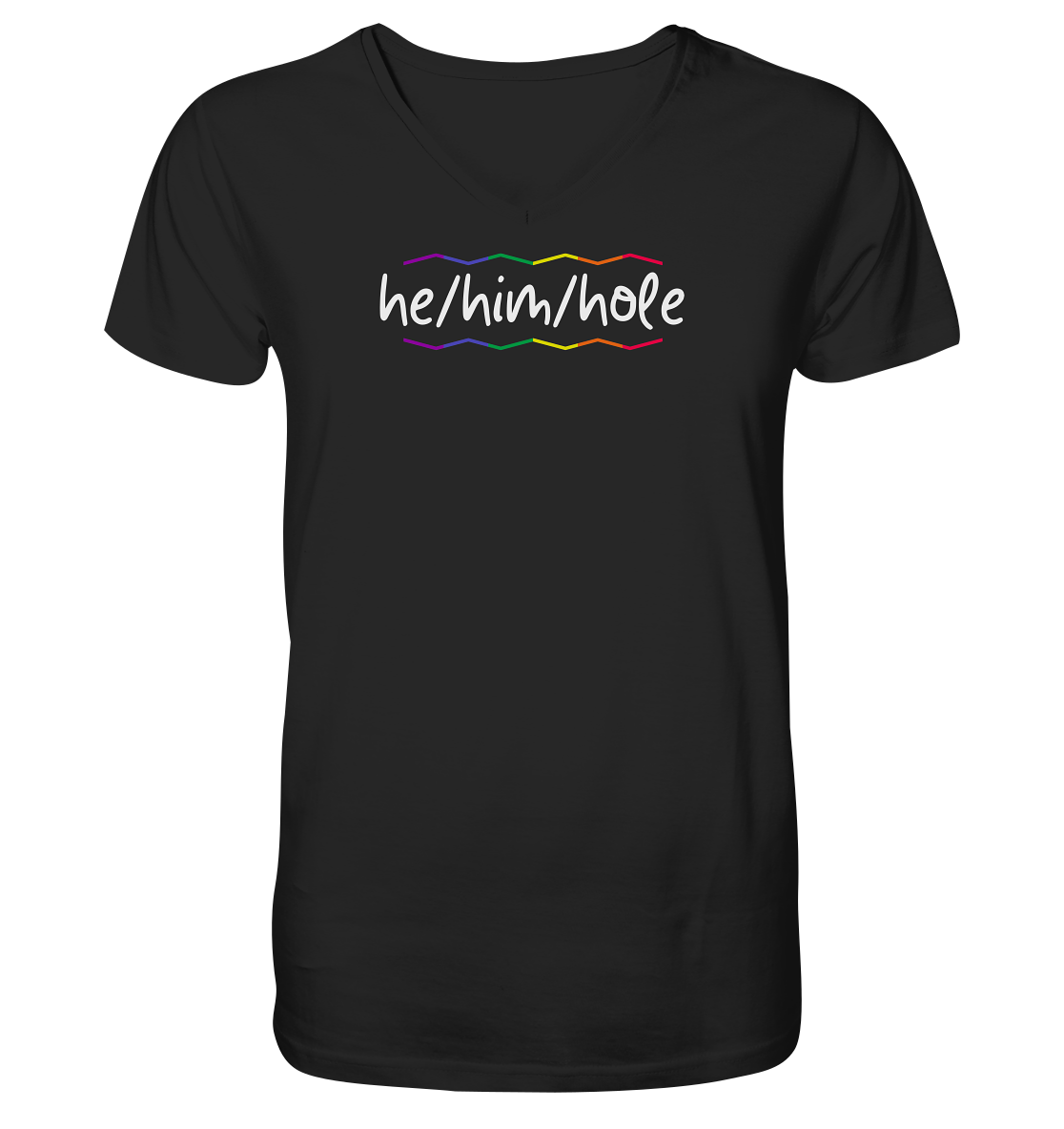 he/him/hole "Pride Waves Edition" - Mens Organic V-Neck Shirt