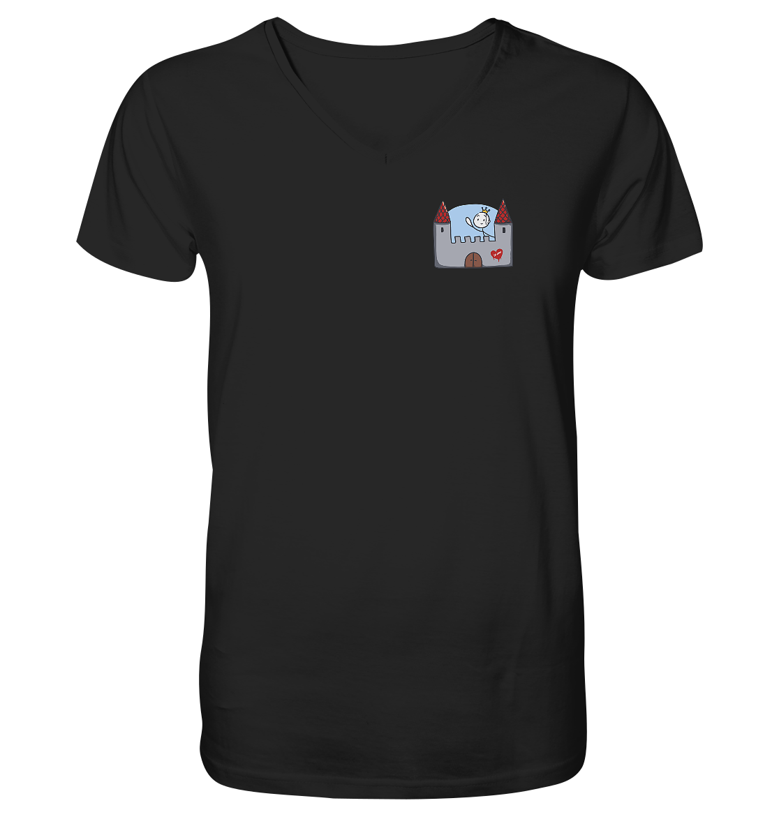 Hier und jetzt bin ich in Sicherheit "Bunte Edition" Backprint - Mens Organic V-Neck Shirt