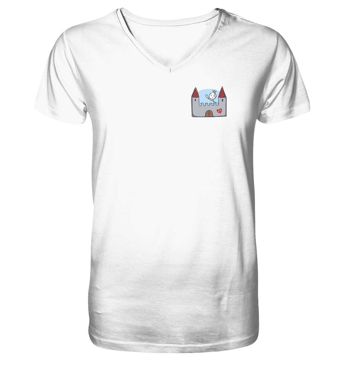 Seelenmännchen "Schloss Edition" Brustprint (hell) - Mens Organic V-Neck Shirt