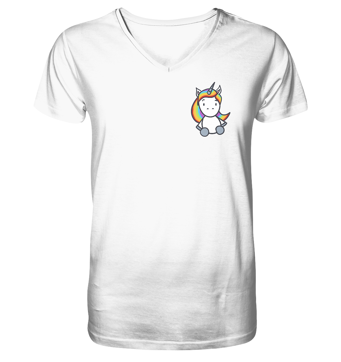 Schwarz Weiß wird Regenbogen Farben Backprint (hell) - Mens Organic V-Neck Shirt