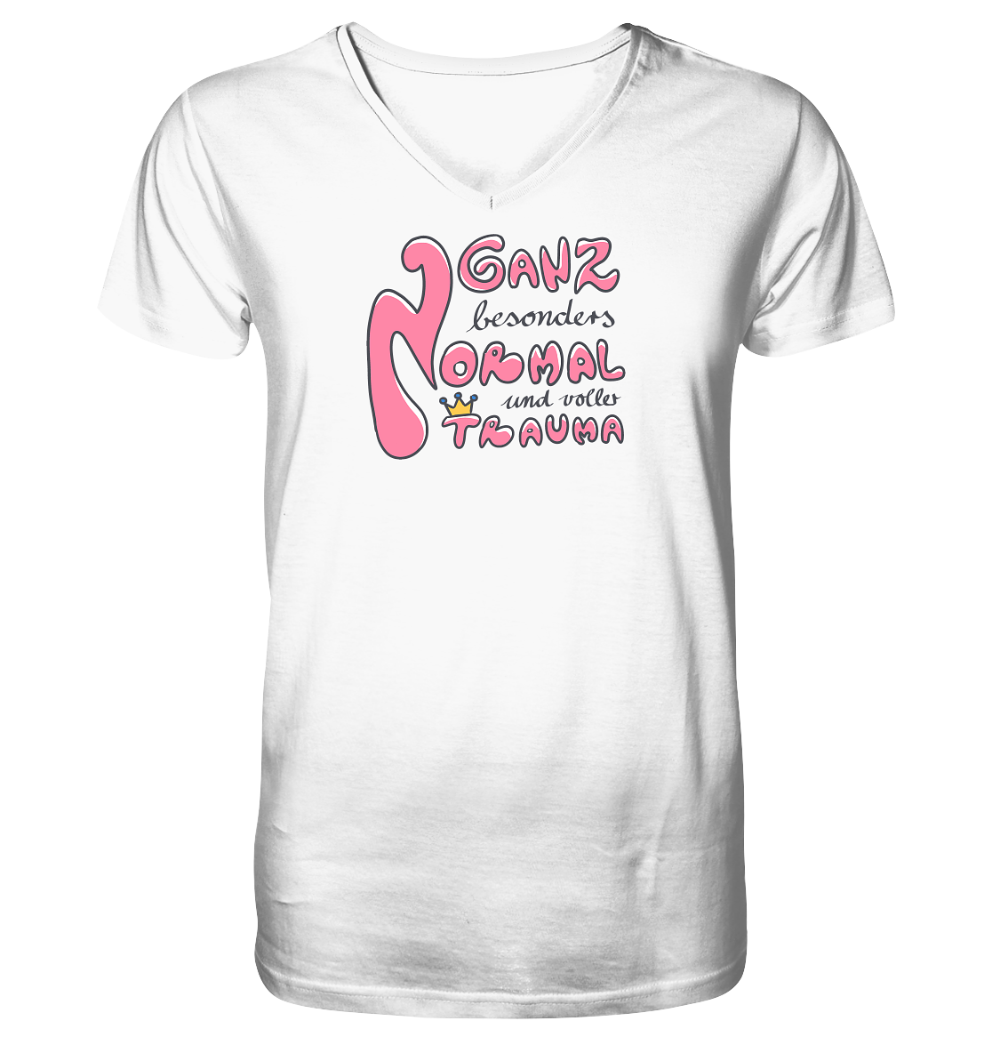 Ganz besonders Normal und voller Trauma "Pinke Edition" - Mens Organic V-Neck Shirt