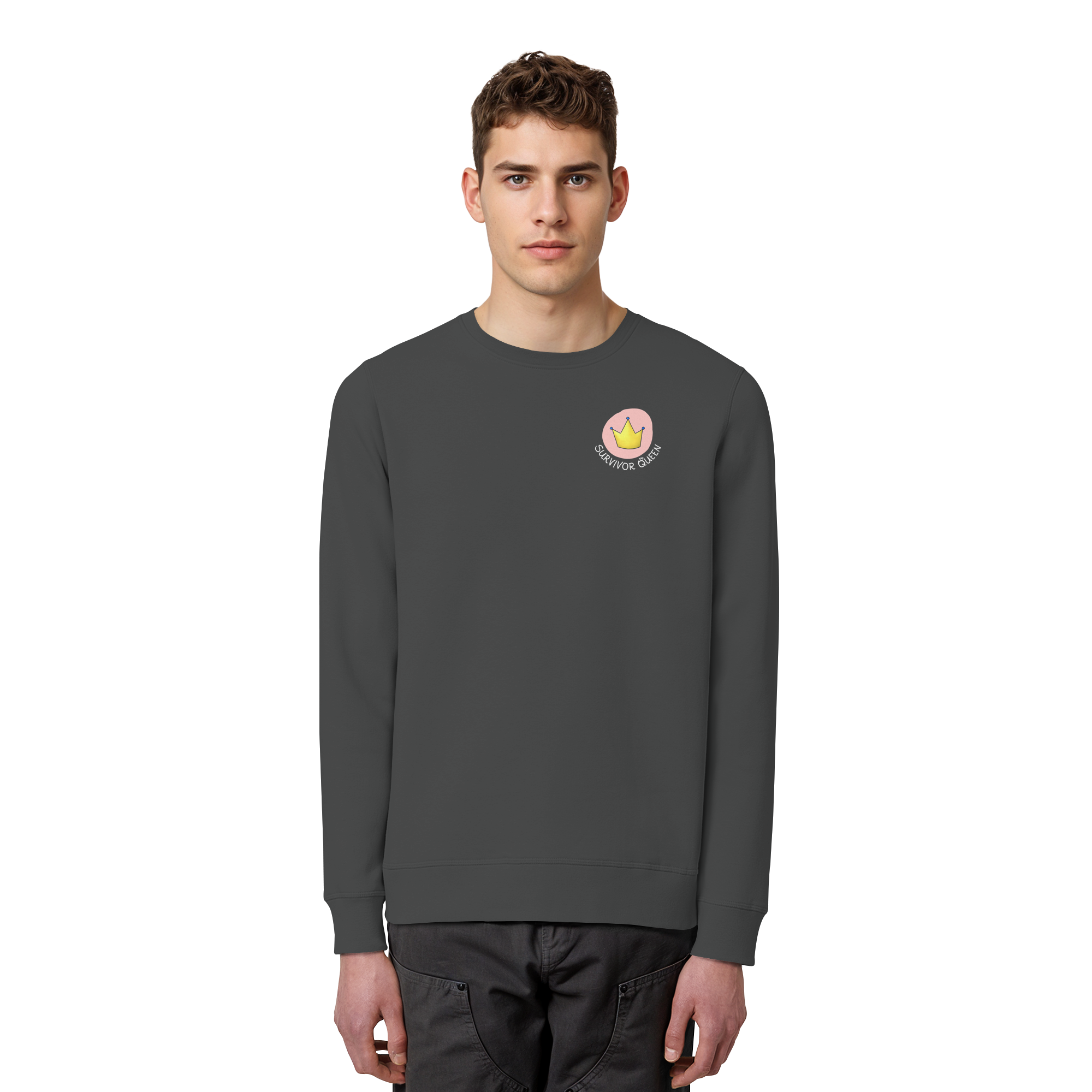 Survivor Queens Logo "Schriftzug Edition" Brustprint (dunkel) - Organic Basic Unisex Sweatshirt