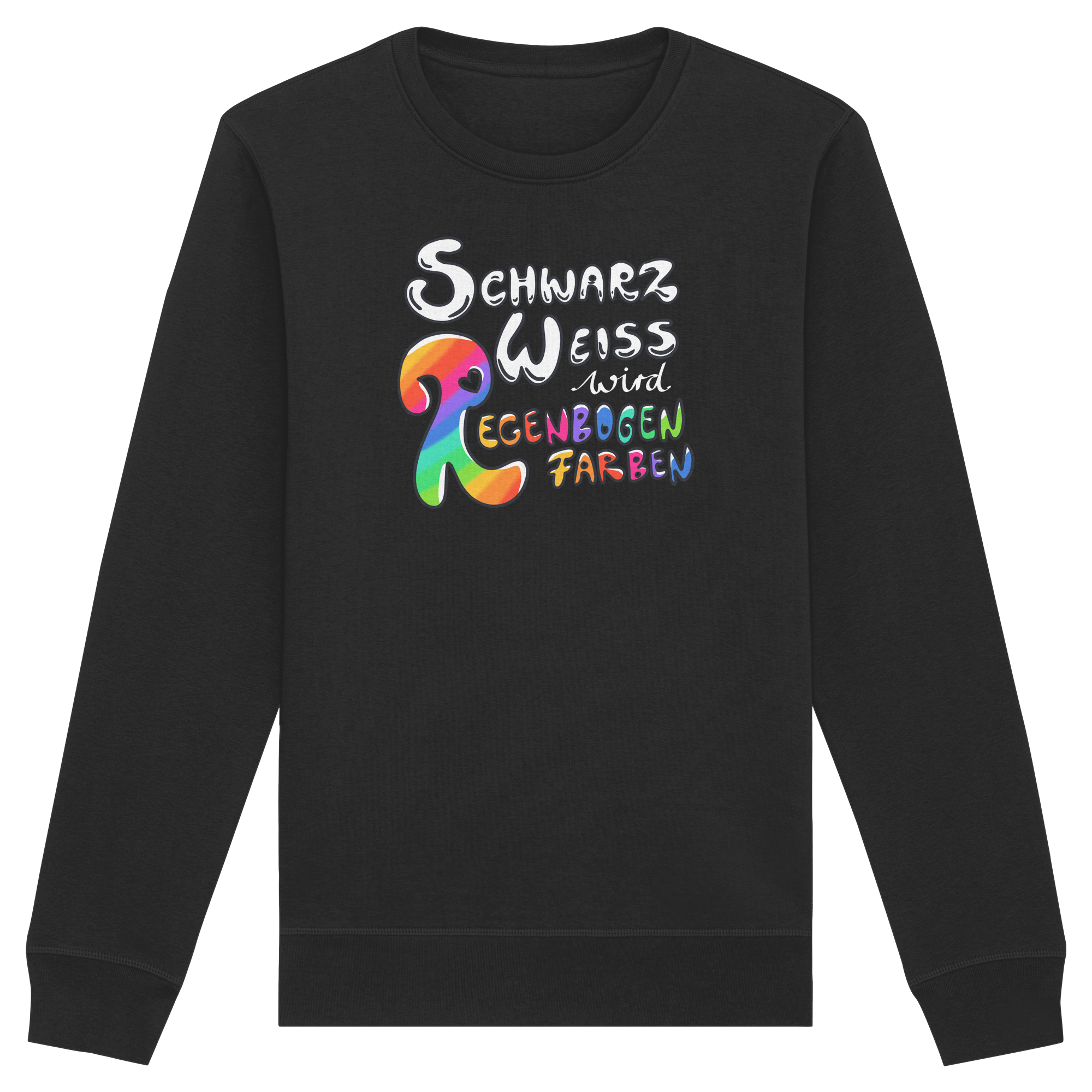 Schwarz Weiß wird Regenbogen Farben Frontprint (dunkel) - Organic Basic Unisex Sweatshirt