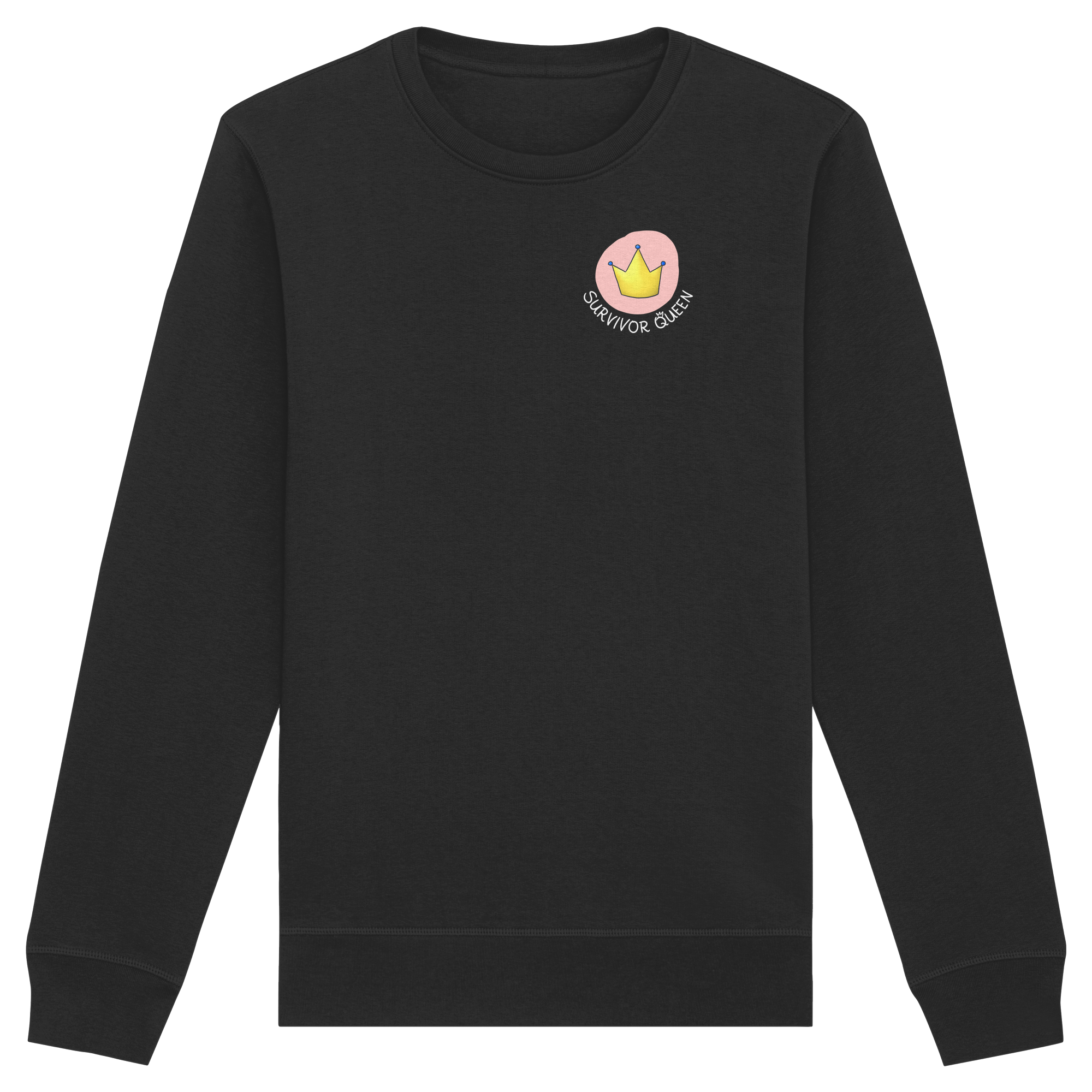 Survivor Queens Logo mit "Mein Körper gehört mir" Backprint (dunkel) - Organic Basic Unisex Sweatshirt