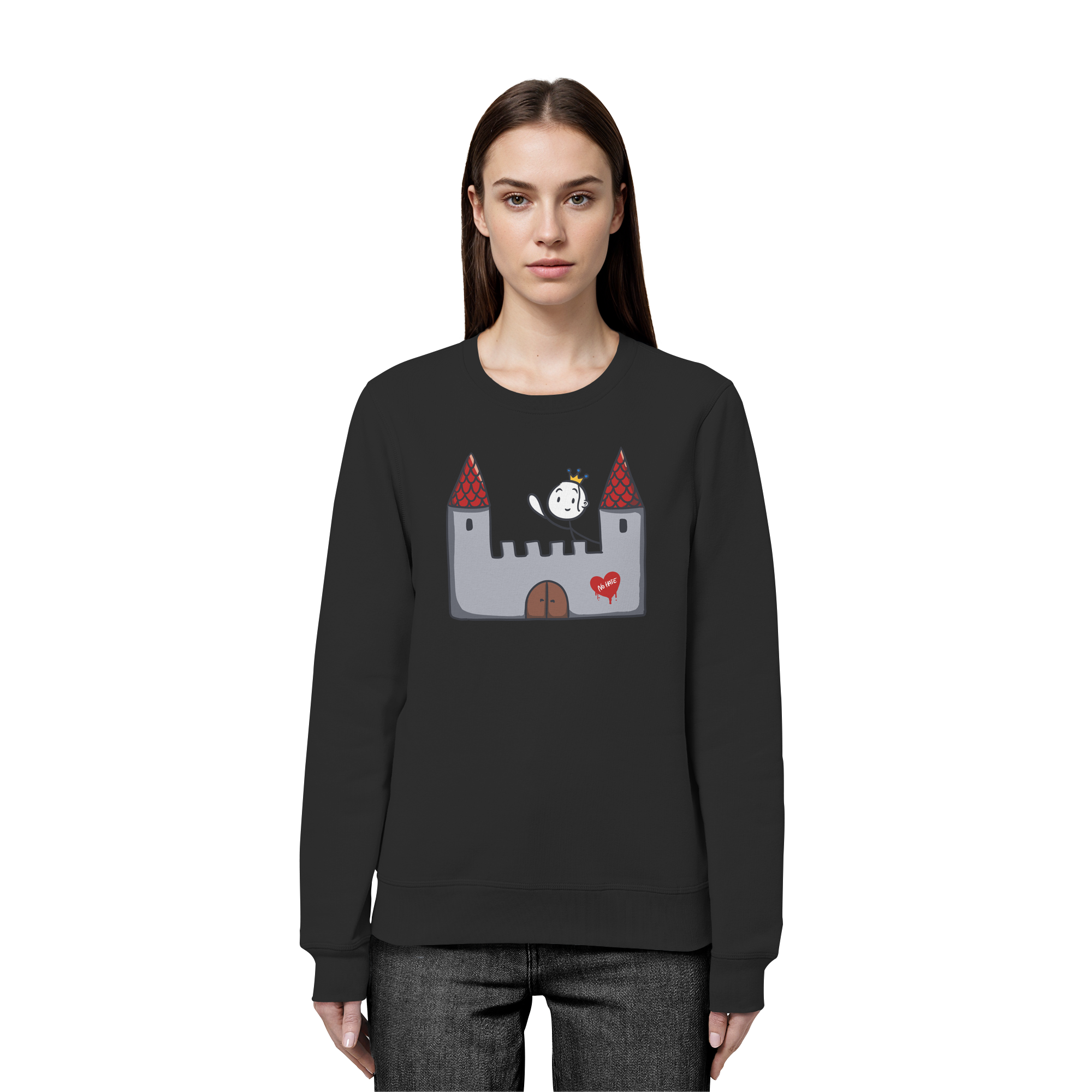 Seelenmännchen "Schloss Edition" Frontprint (dunkel) - Organic Basic Unisex Sweatshirt
