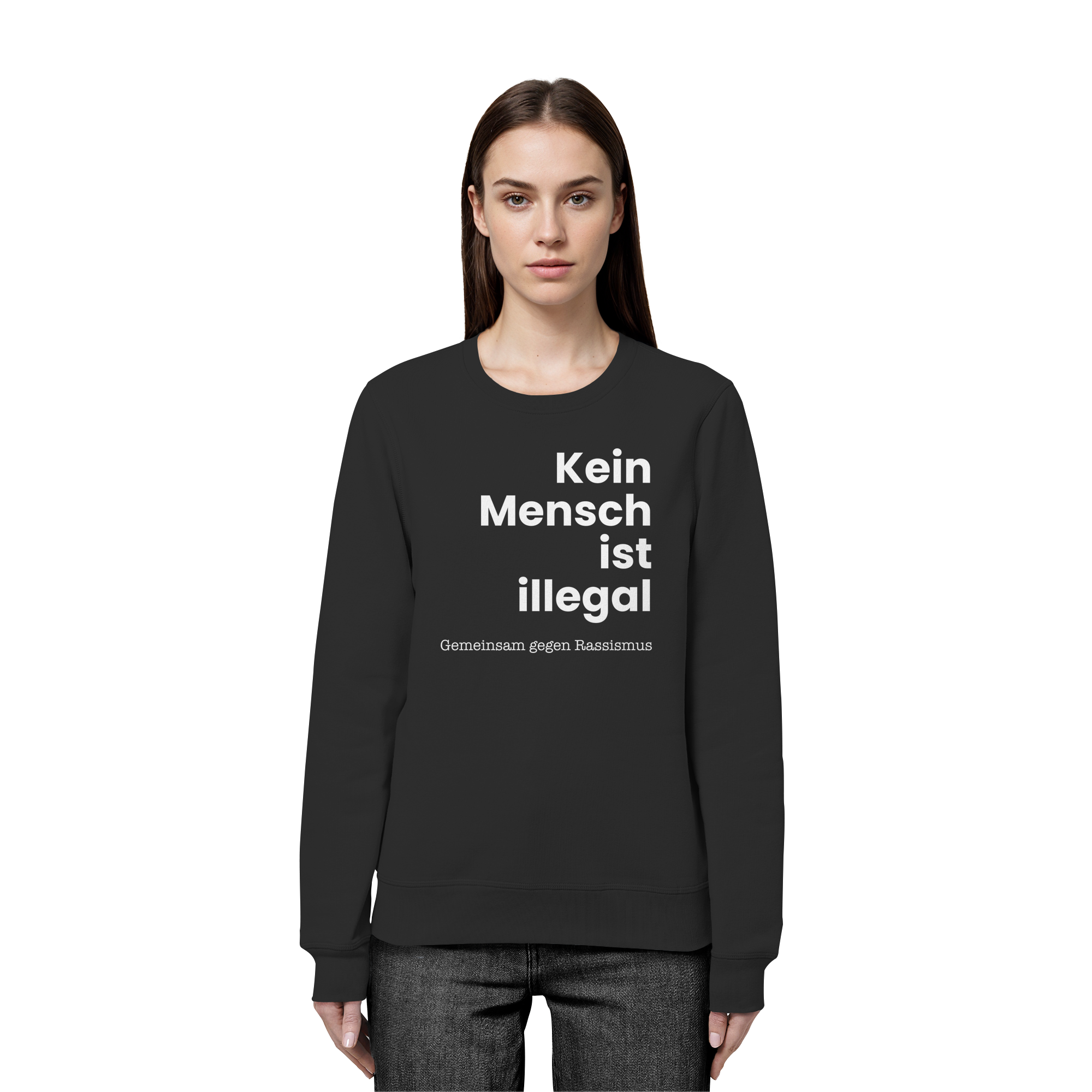 Kein Mensch ist illegal "Gemeinsam gegen Rassismus Edition" Frontprint - Organic Basic Unisex Sweatshirt