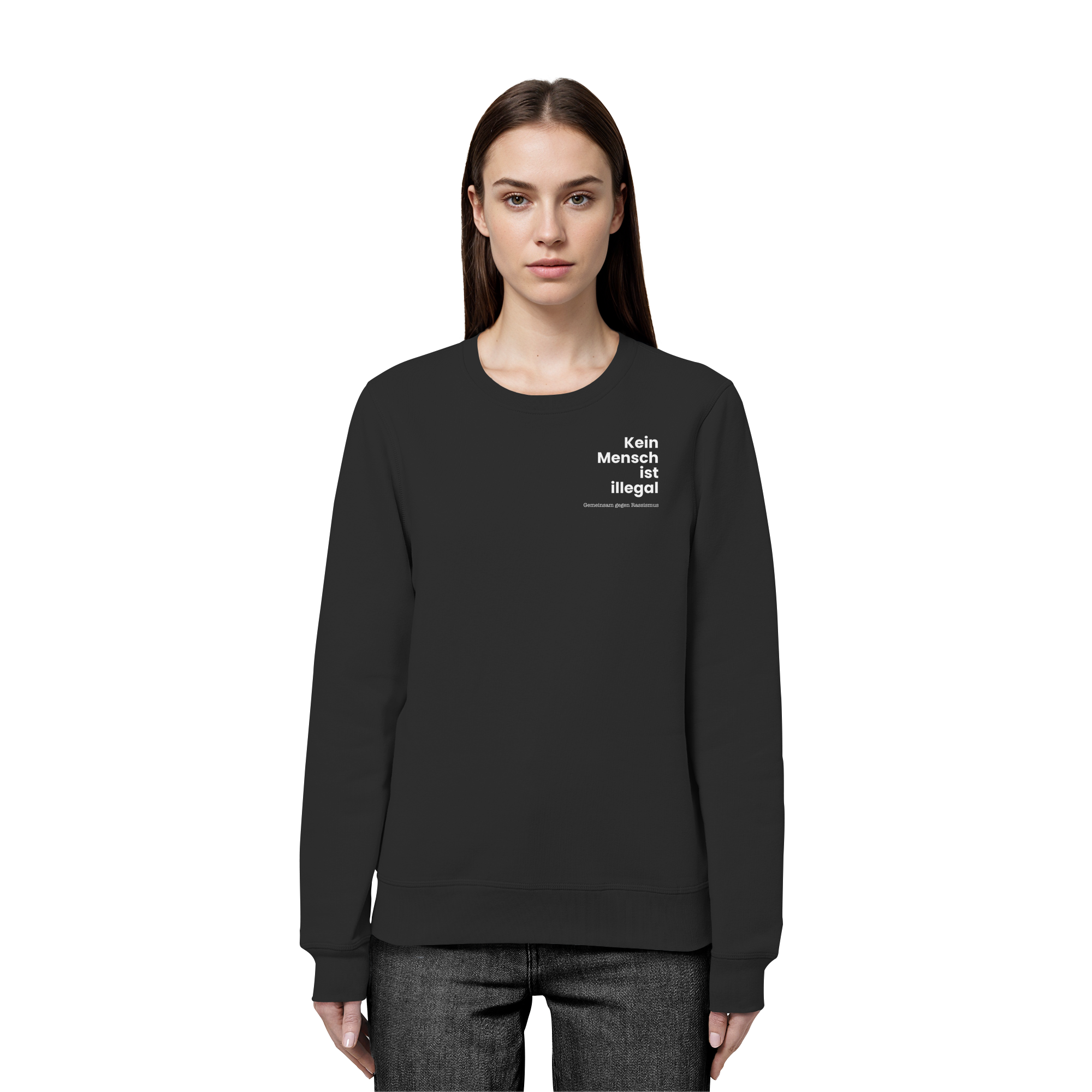 Kein Mensch ist illegal "Gemeinsam gegen Rassismus Edition" Brustprint - Organic Basic Unisex Sweatshirt