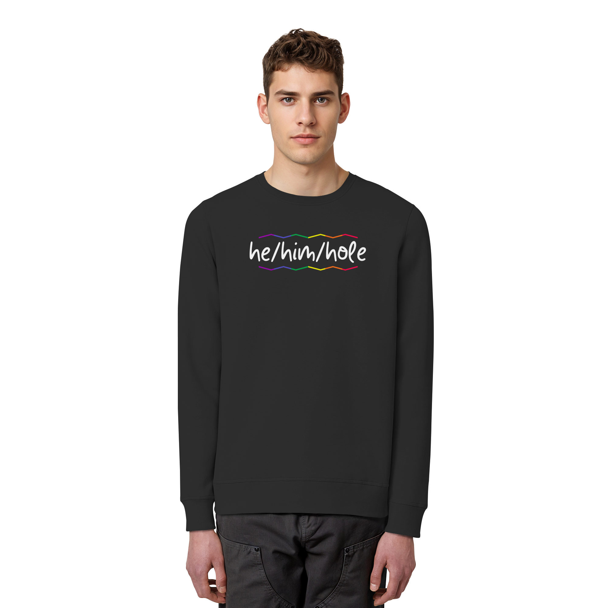 he/him/hole "Pride Waves Edition" - Organic Basic Unisex Sweatshirt