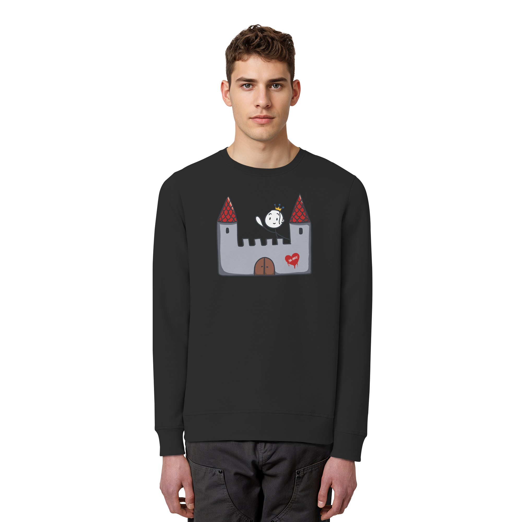 Seelenmännchen "Schloss Edition" Frontprint (dunkel) - Organic Basic Unisex Sweatshirt